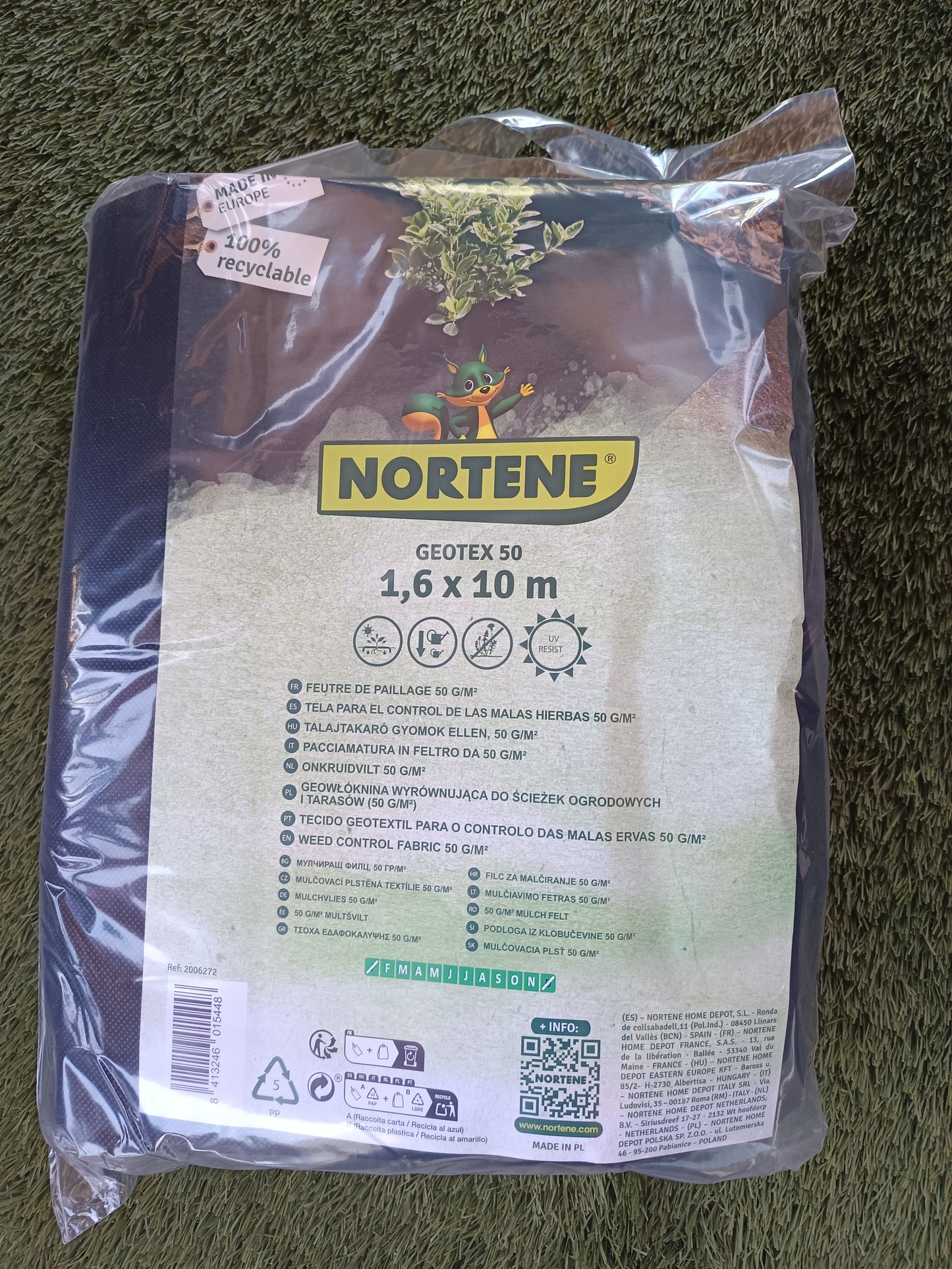 NORTENE Geotex50 talajtakaró 1,6x10m Fekete