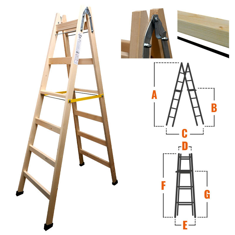 Létra fa 6 fokos festő profi Wtools 2283003