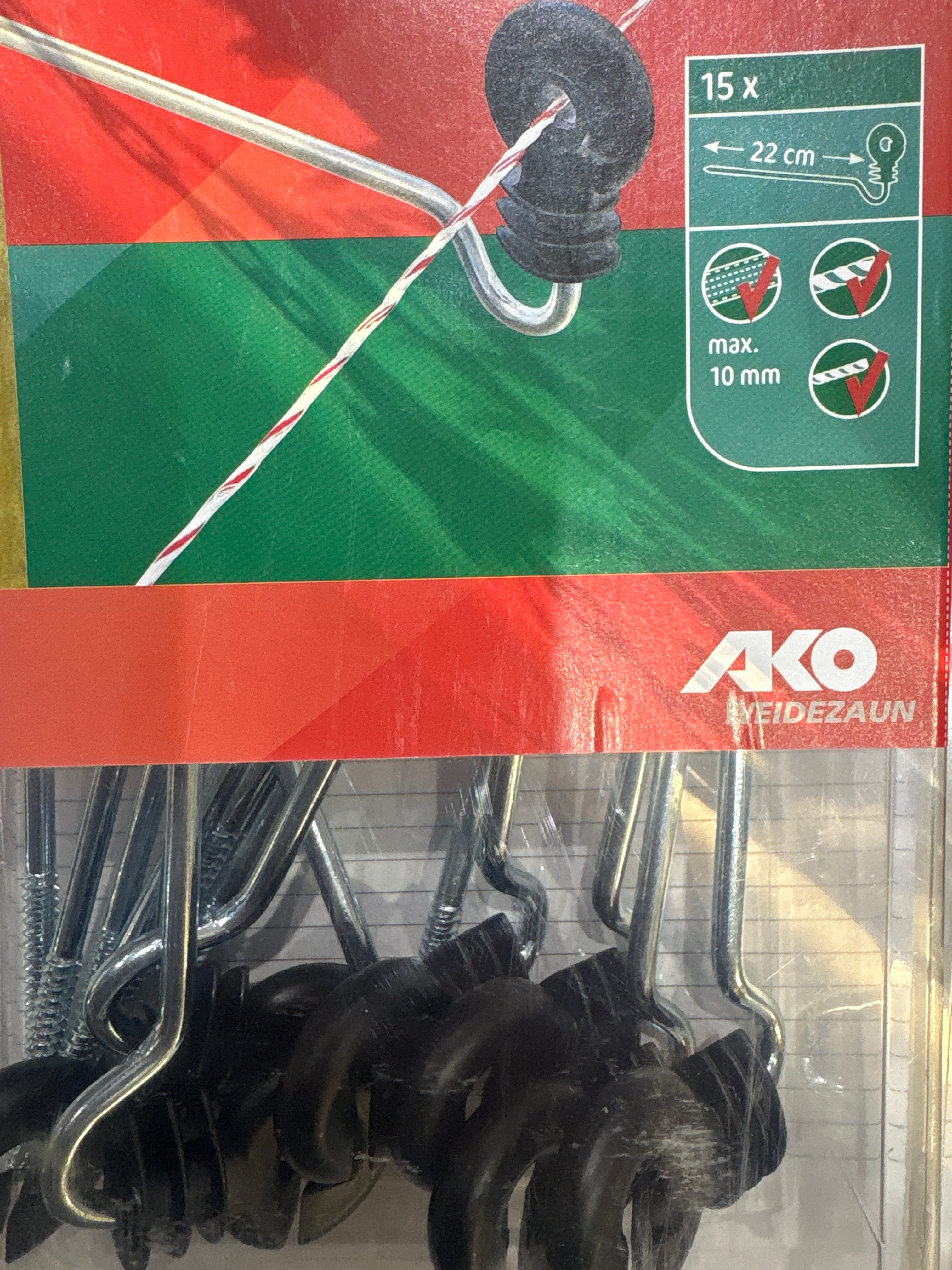 Villanypasztor szett facsavaros, 22 cm szárú, vezetékhez és max. 10 mm szalaghoz, 15 db, 44310/151