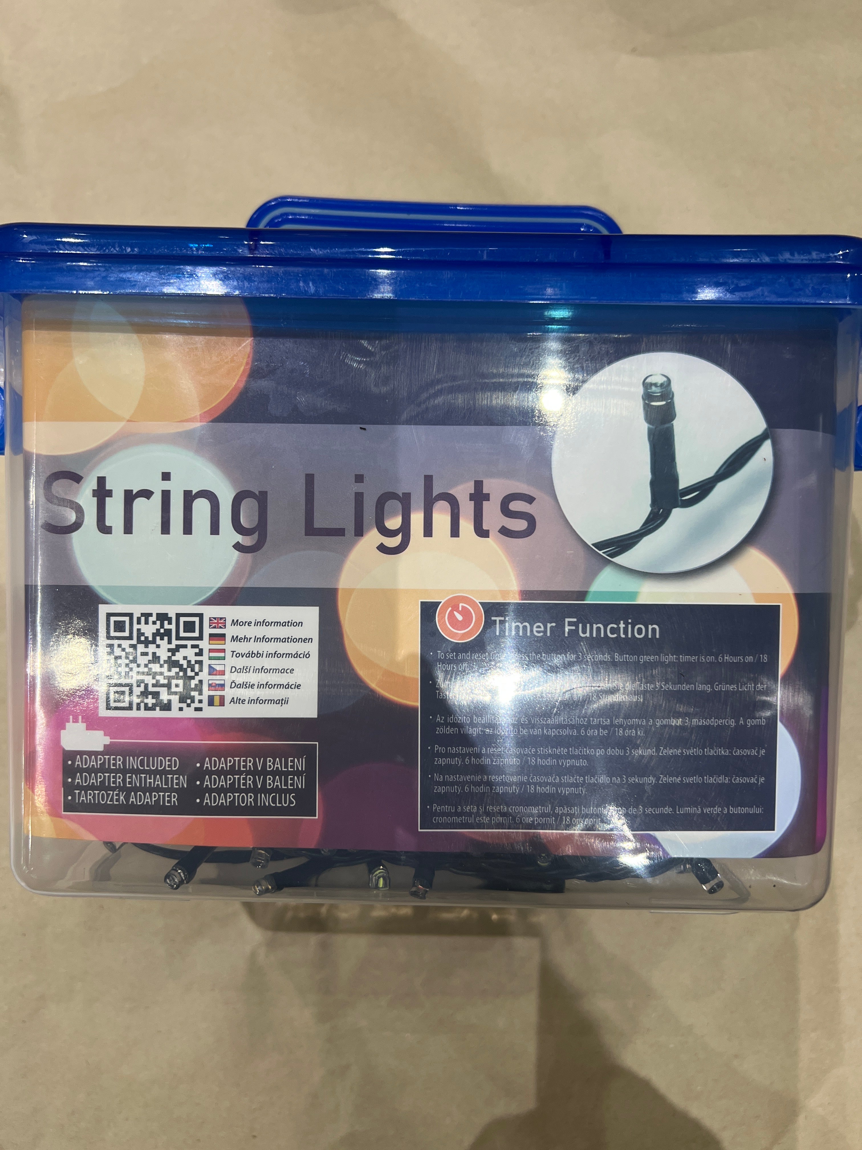 Fényfüzér, 50 m hosszú, 5 m vezetékkel, színes 1000 led, 8 mòd, IP44