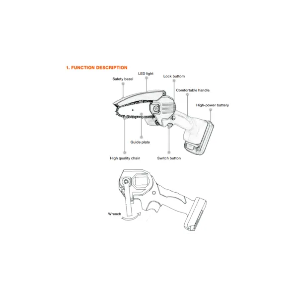 Láncfűrész mini akkus 18V töltővel 1db akkuval kofferben Daewoo