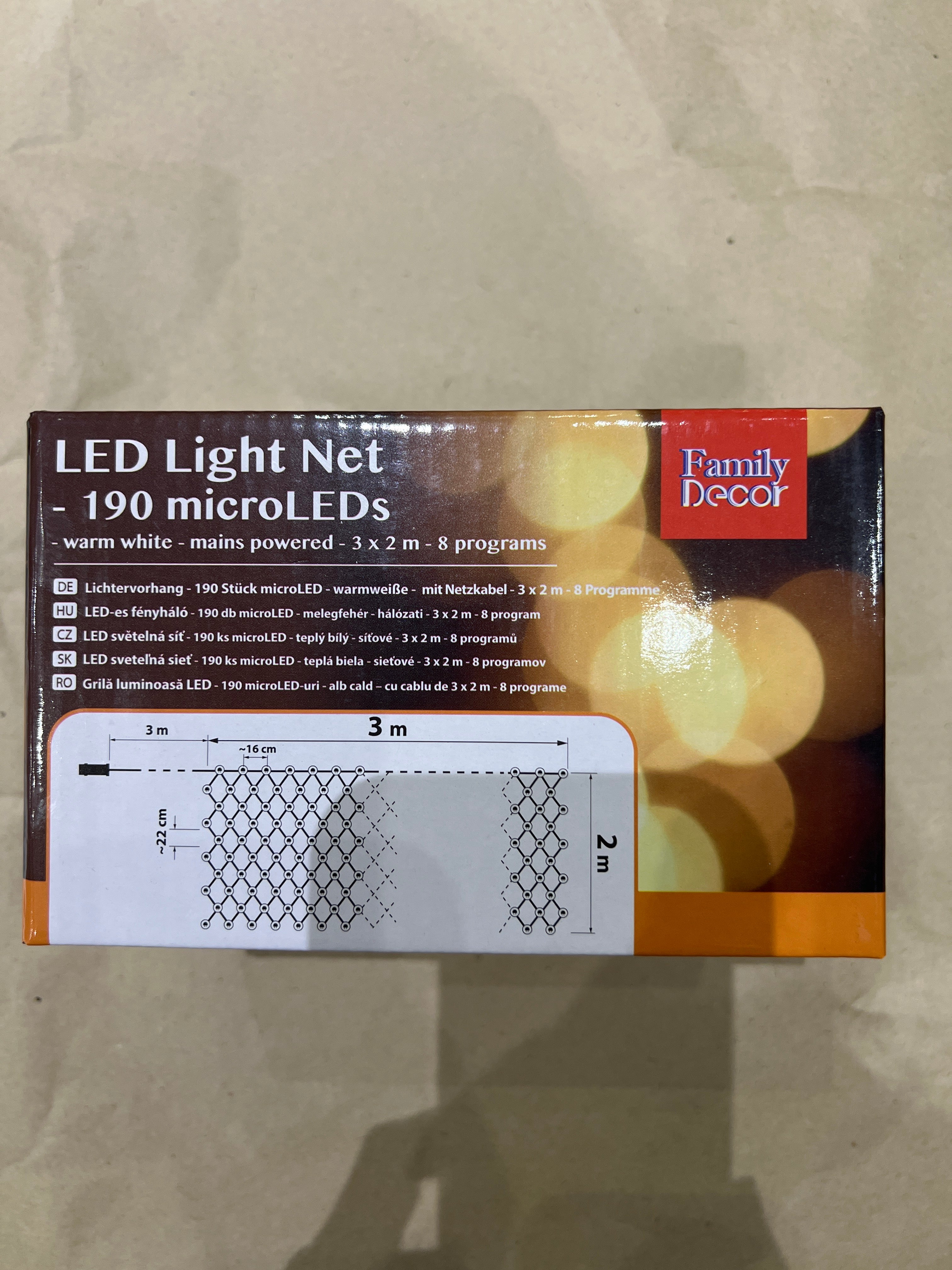 Fényhálò ledes hálòzatos, távirányítòval 3 x 2 m, melegfehér