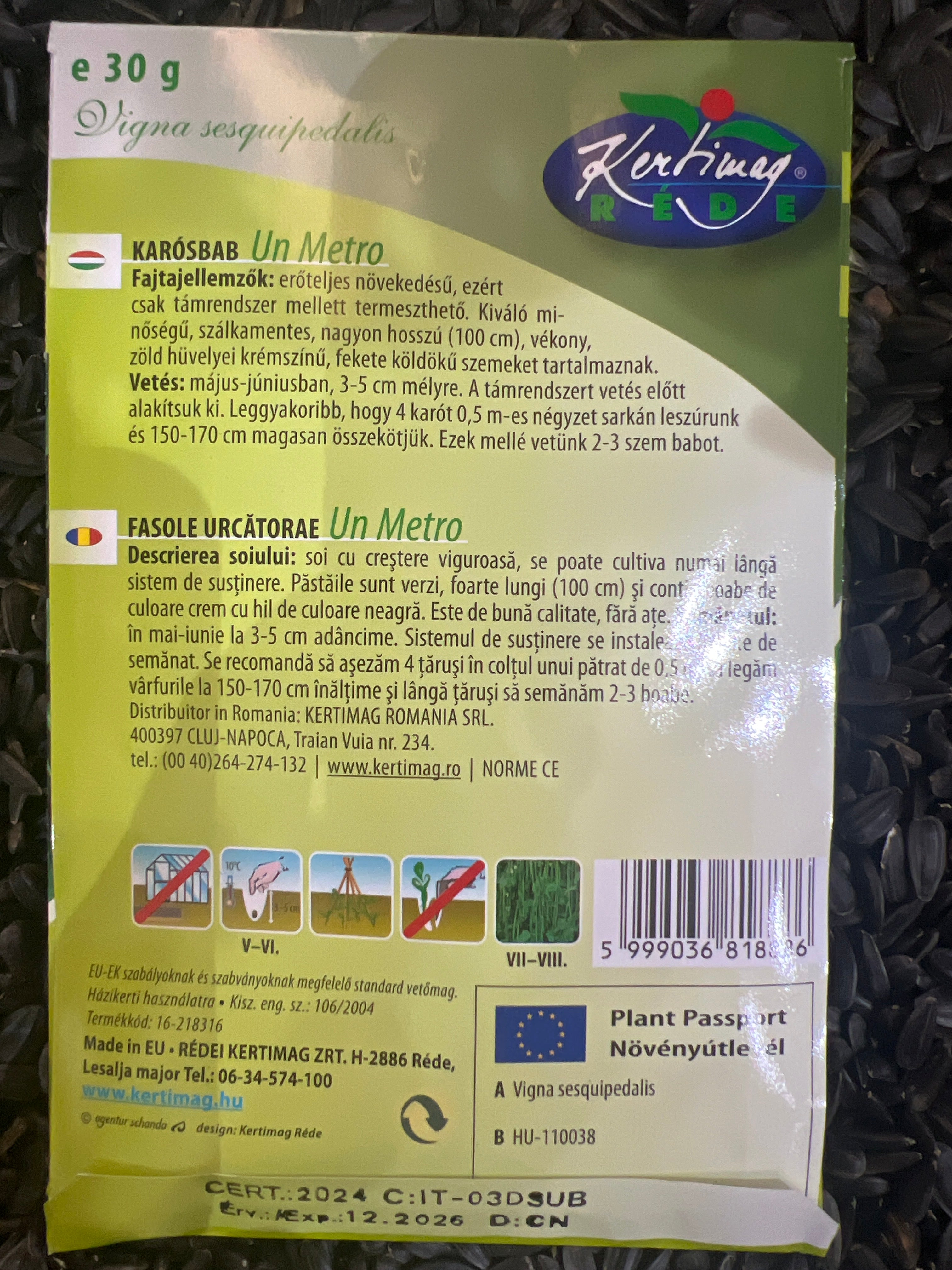 Karòsbab Un Metro, méteresbab, szálka mentes, zöld