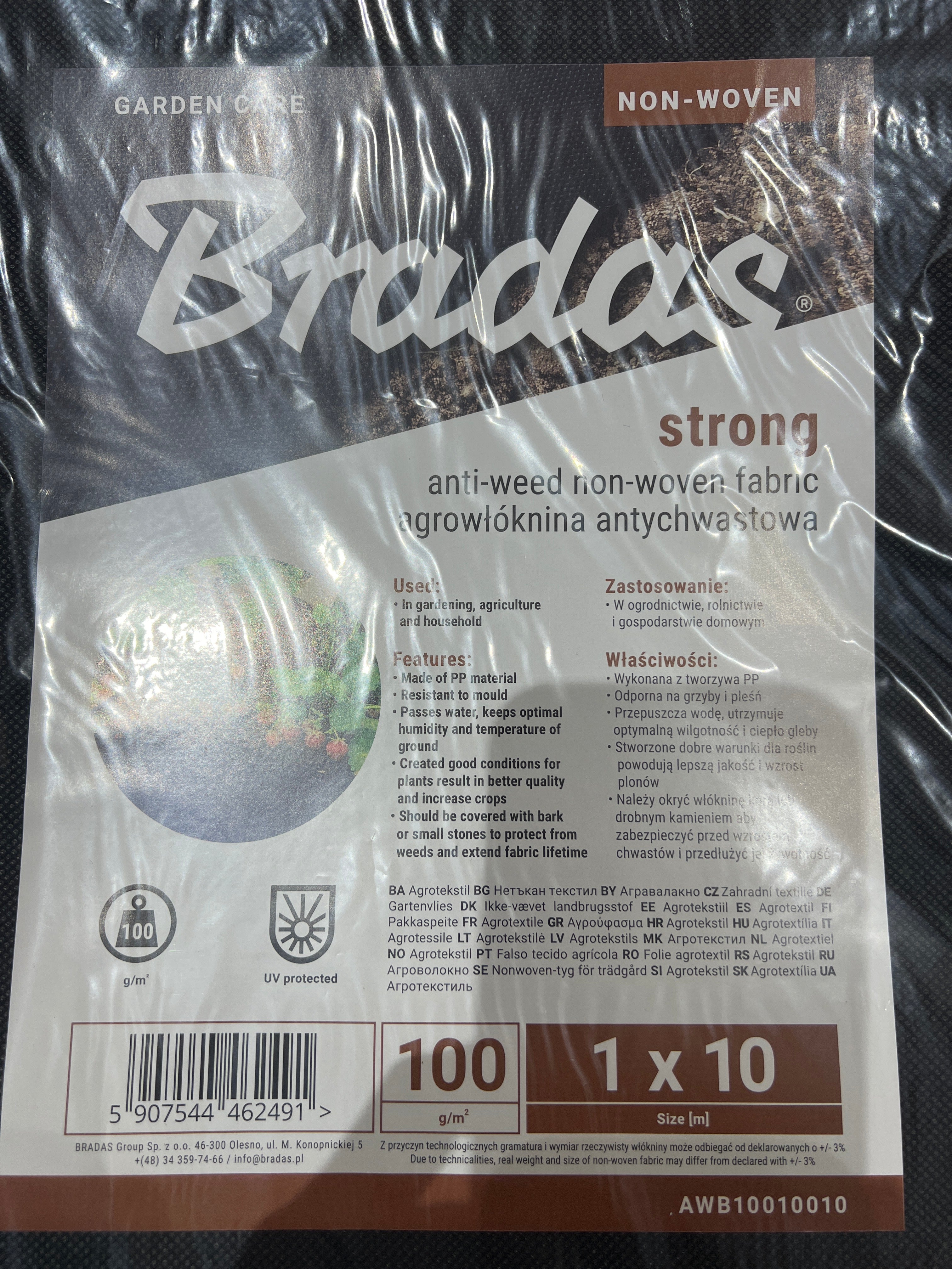 Geotextil 1 x 10m 100gr/m2 Bradas