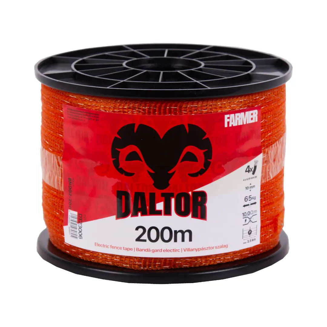 Villanypásztor szalag 200 m 10mm 4 fémszál 65 kg DALTOR Farmer