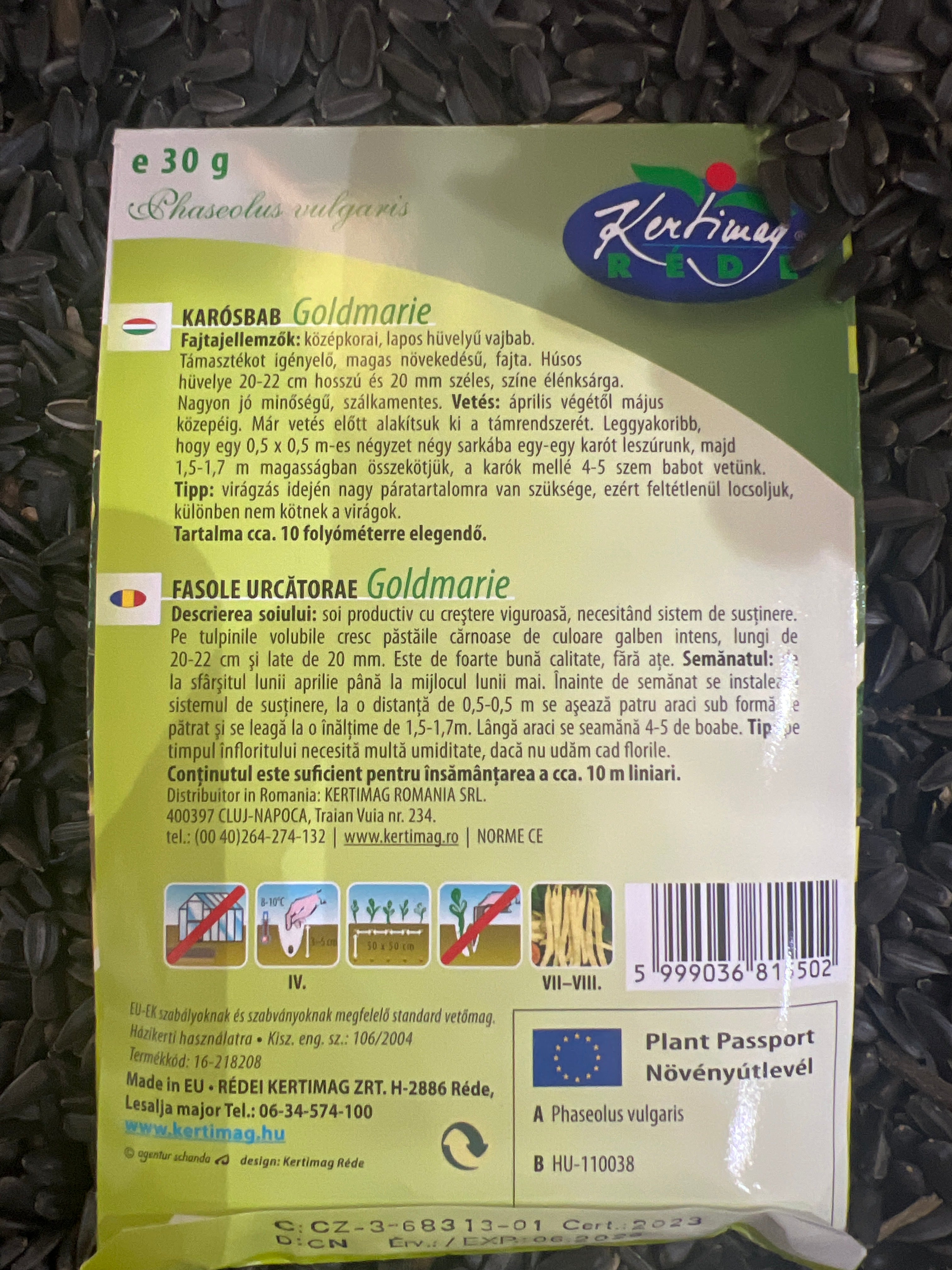 Karòsbab középkorai, lapos hüvelyű vajbab sárga Goldmarie