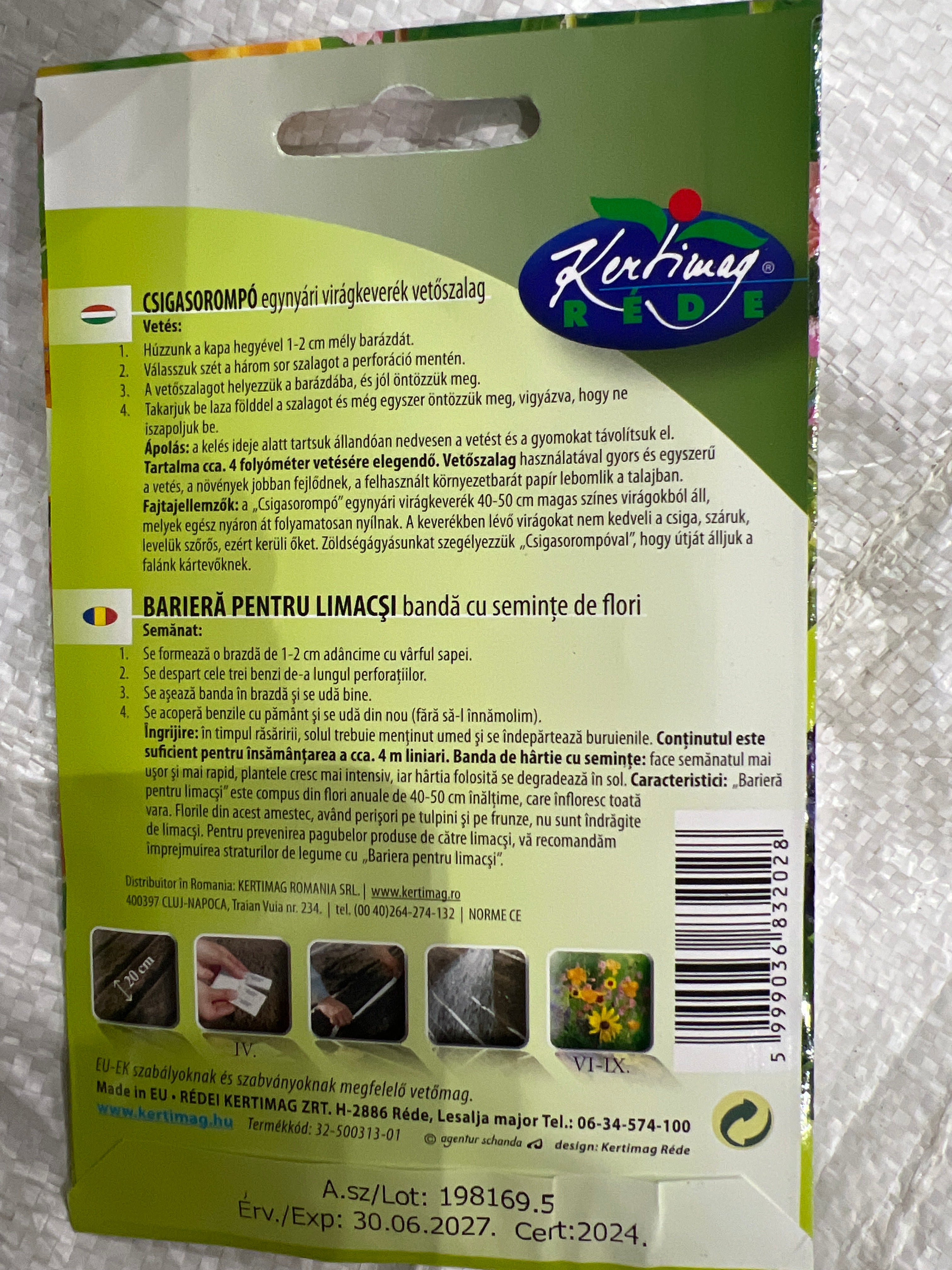 Csigasorompó-egynyári virág keverékvető szalag