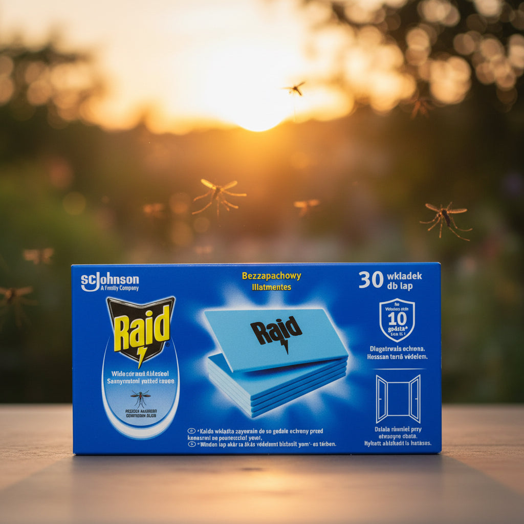 Szúnyogriasztó utántöltő lap Raid, 30 db, 10 h-s védelmet biztosít 30 m² es térben, nyitott ablaknál is hatásos