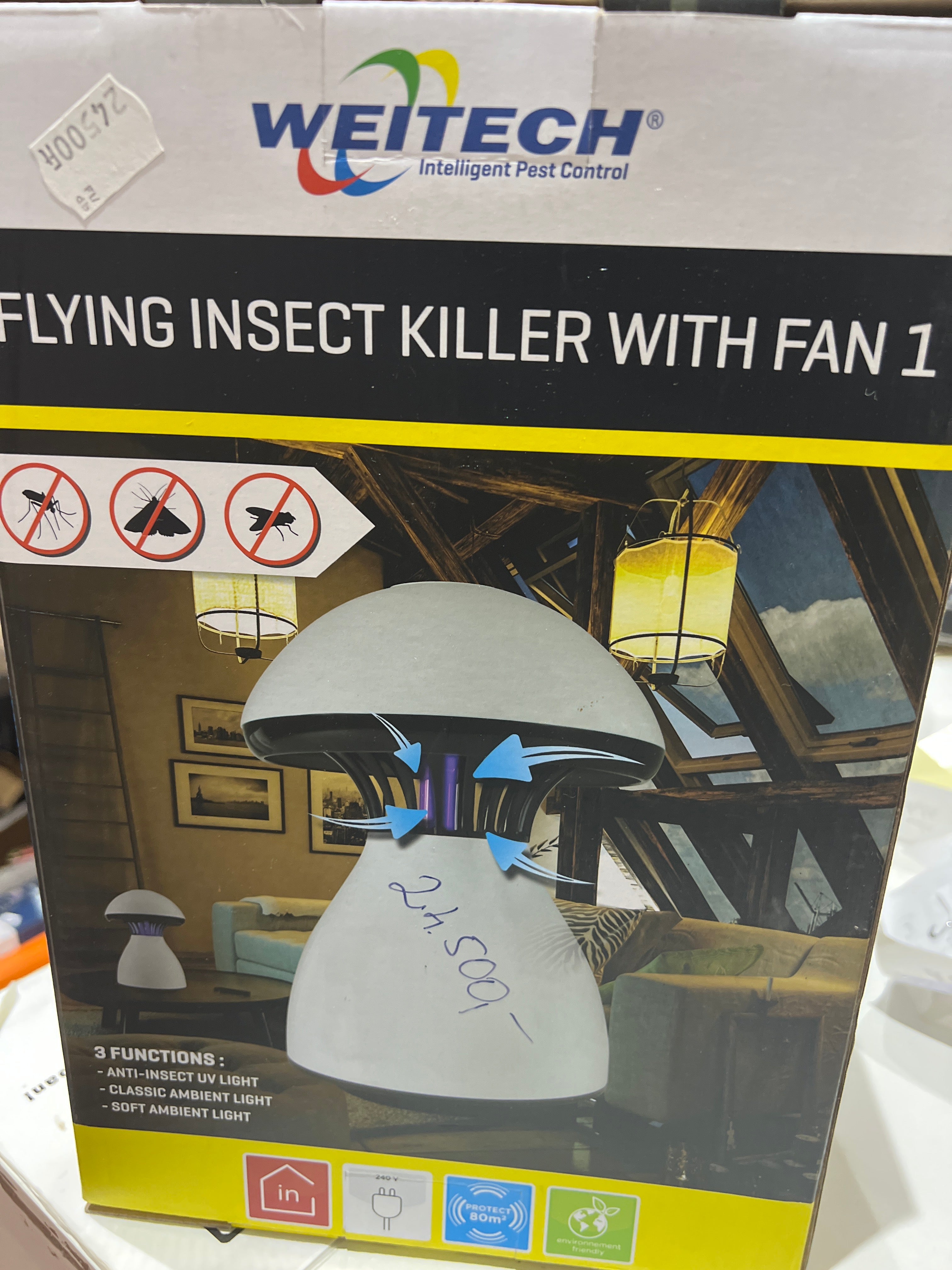 Weitech Repülő rovarok elleni, három funkciós beltéri, 80 m², hálózatos kellemes lámpafény és légy illetve szúnyog fogó