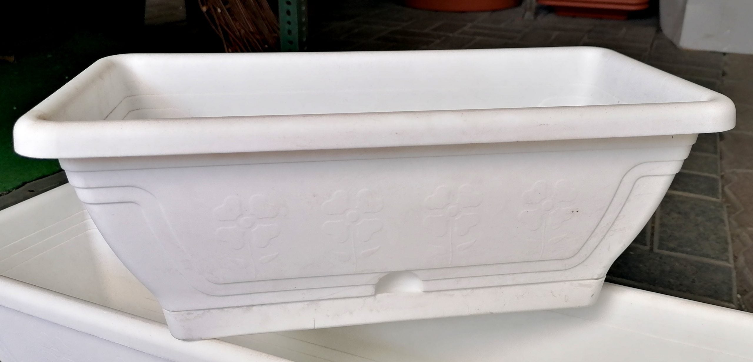 Balkonláda, virágláda virág mintás (fehér,barna) 80cm