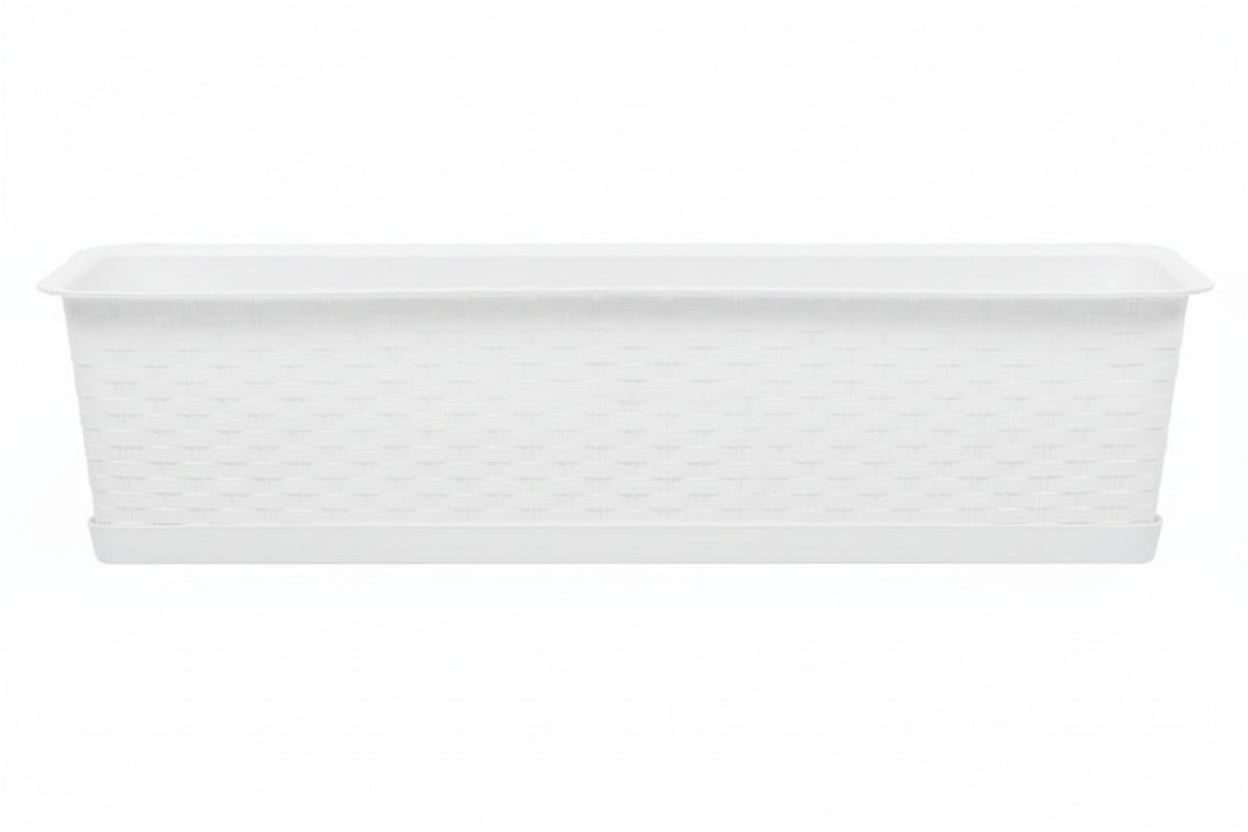 Balkonláda rattan fehér peremes 60cm