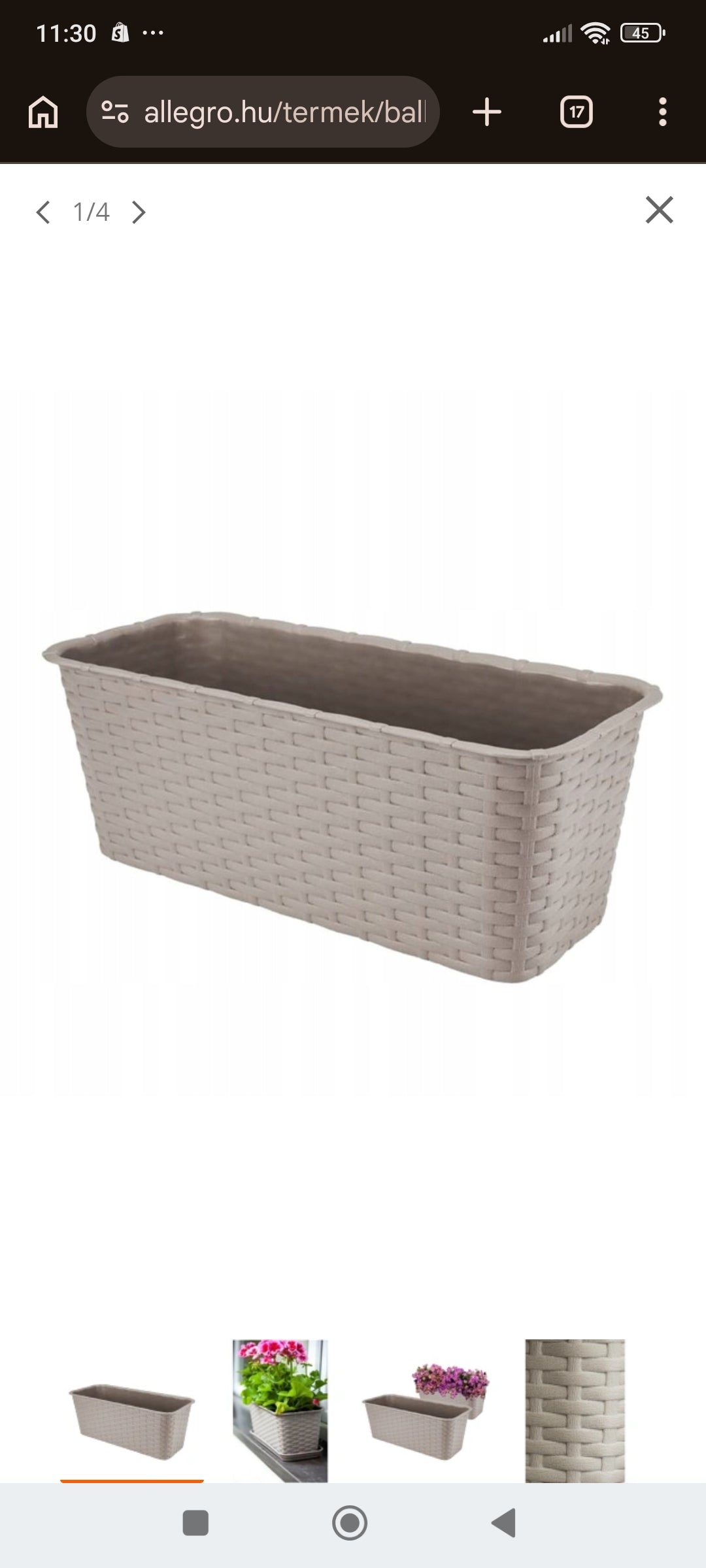Balkonláda rattan peremes 60cm