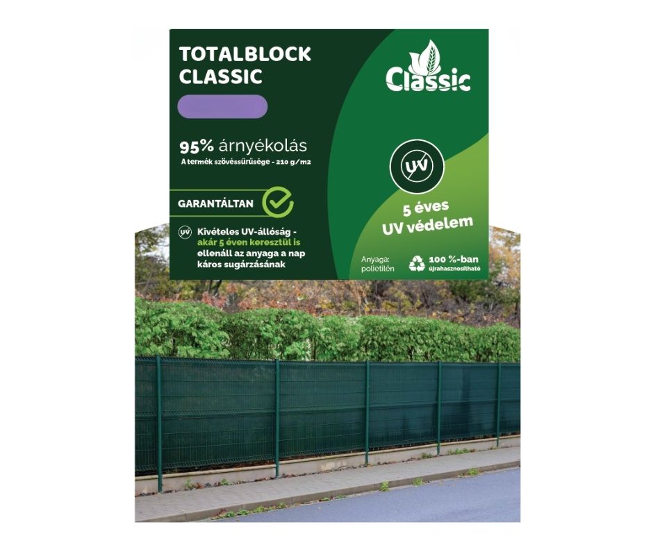 Belátásgátló Totalblock 95% Zöld 1,5m x 50m
