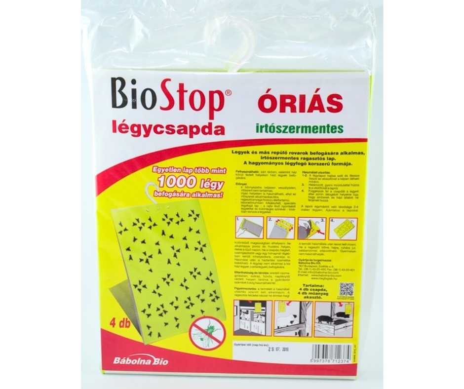 BIOSTOP légyfogó lap ÓRIÁS 4 db-os
