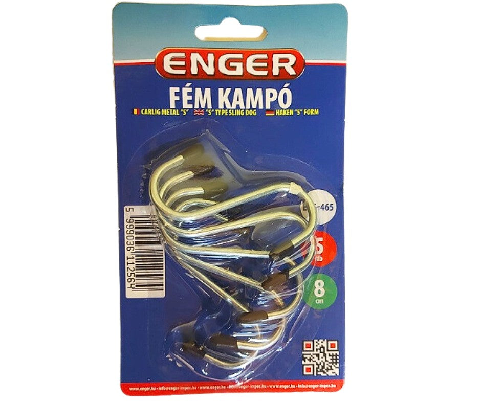 Kampó fém S 8 cm gumis vég 5 db-os