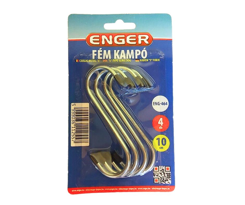 Kampó fém S 10 cm gumis vég 4 db-os