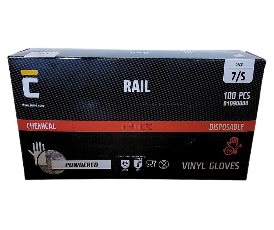 Kesztyű-Rail vinyl + púder 100 db-os S