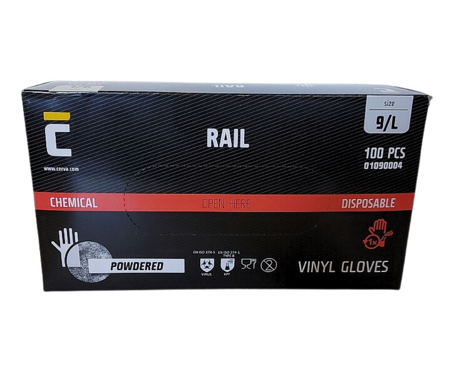 Kesztyű-Rail vinyl + púder 100 db-os L