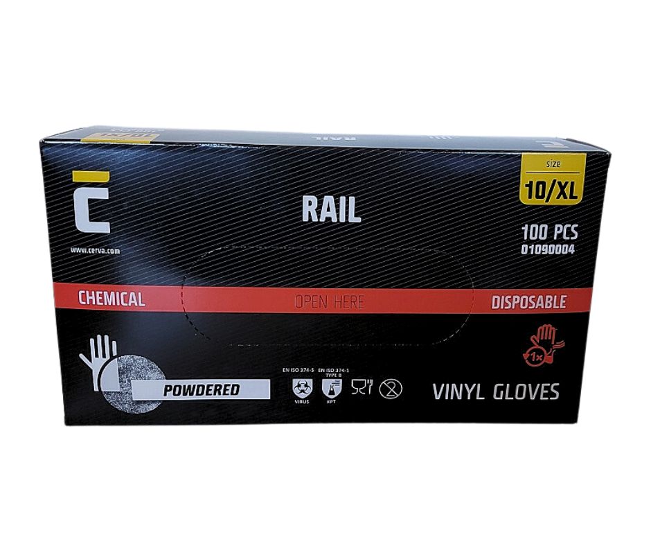 Kesztyű-Rail vinyl + púder 100 db-os XL