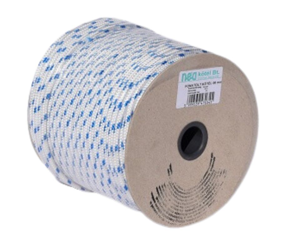 Kötél fonatolt PP 6 mm fehér-kék 100m