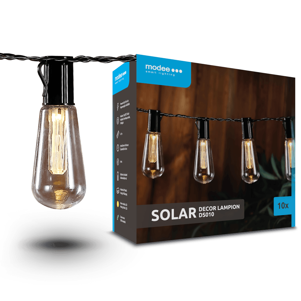 Napelemes LED fényfüzér dekor 10 db 4,7 m MODEE LIGHTING