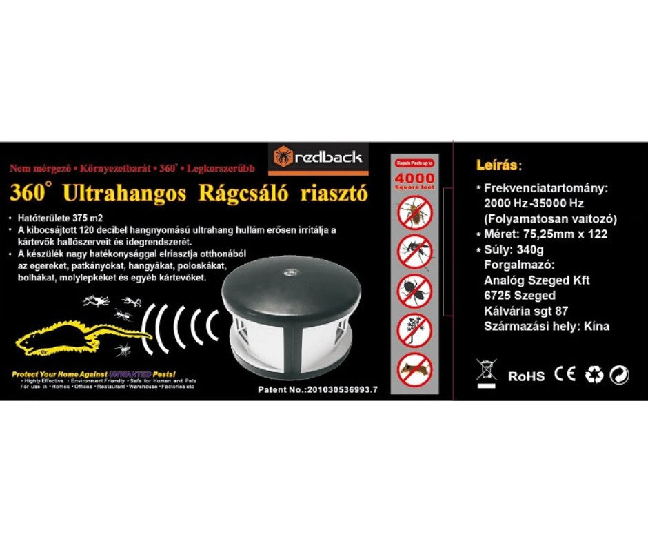 Rágcsáló riasztó ultrahangos