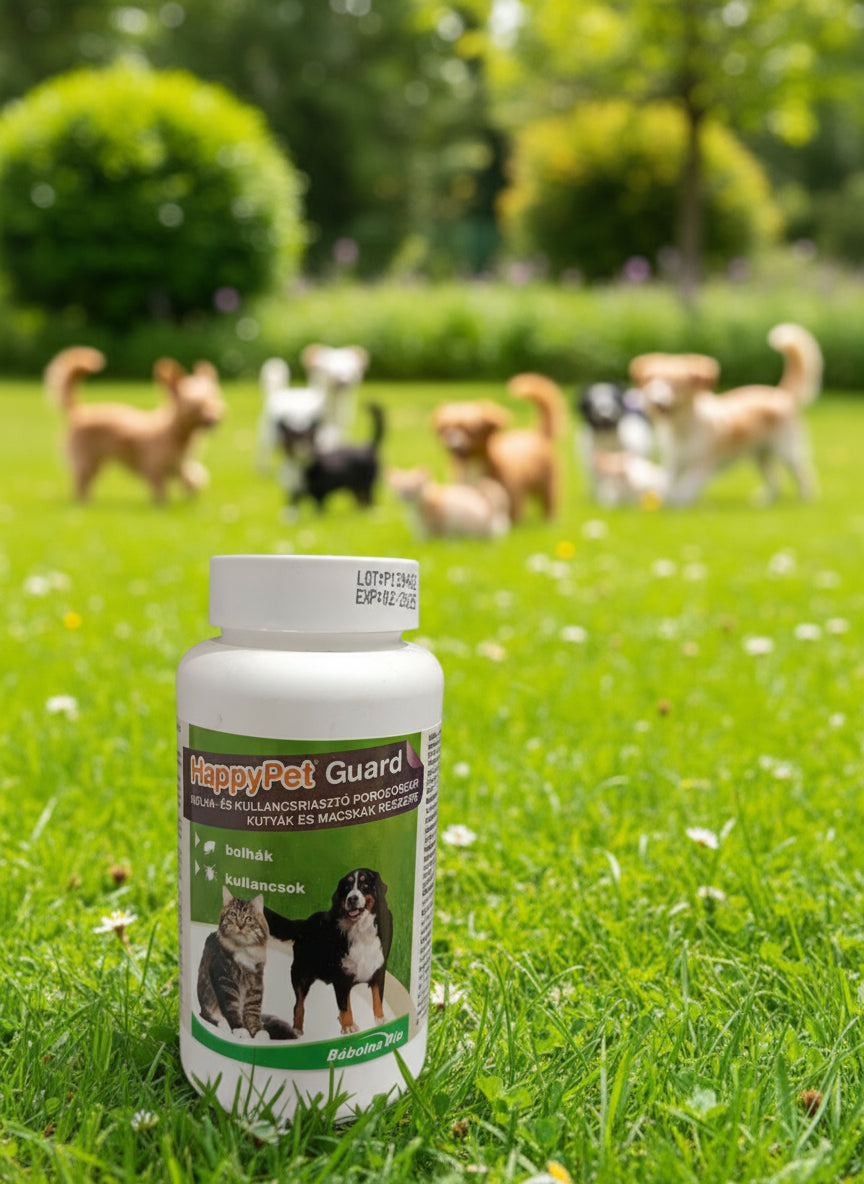 Bolha és kullancs riasztó porzószer kutyák és macskák számára 150g HappyPet
