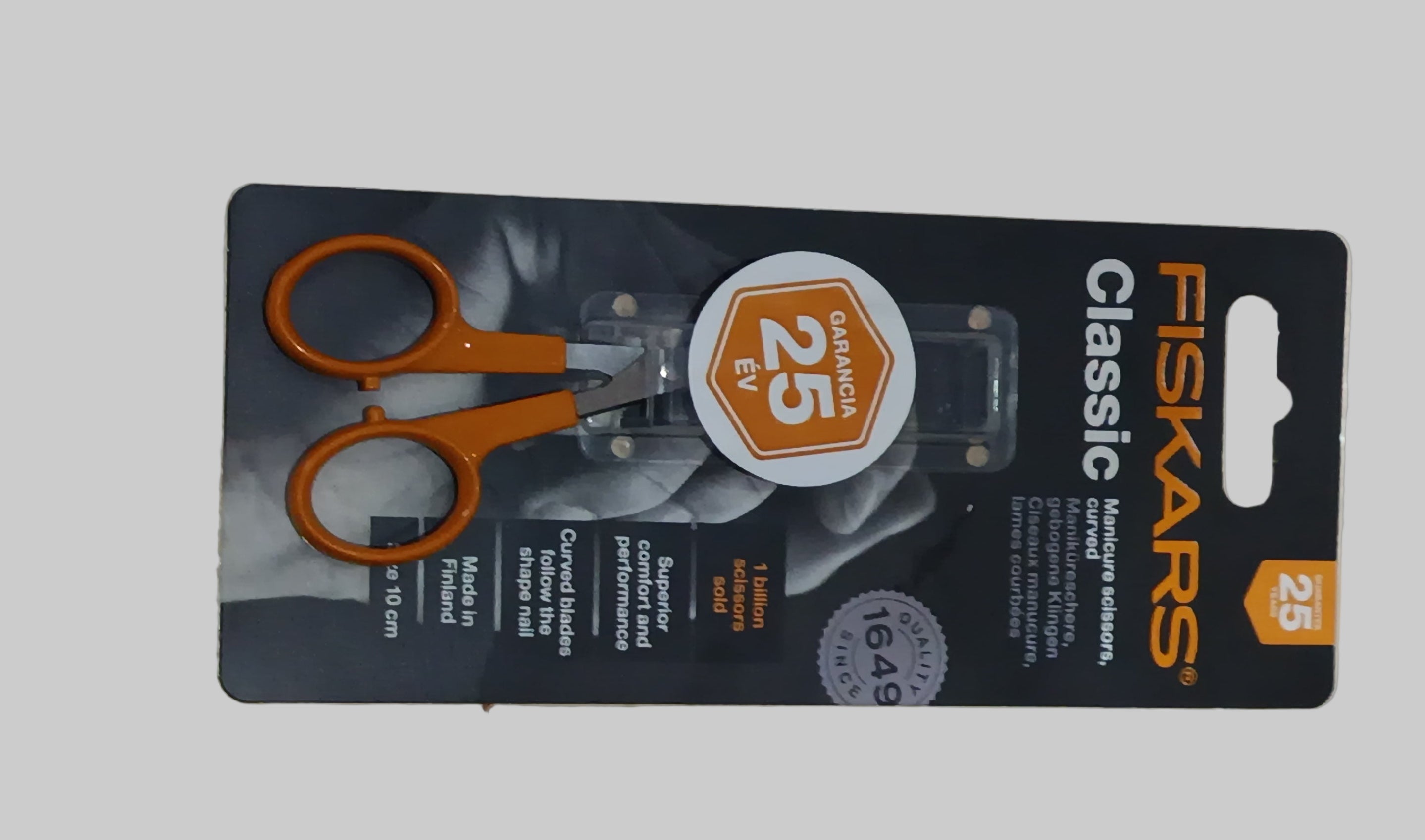 Körömvágó olló hajlított 10 cm Fiskars