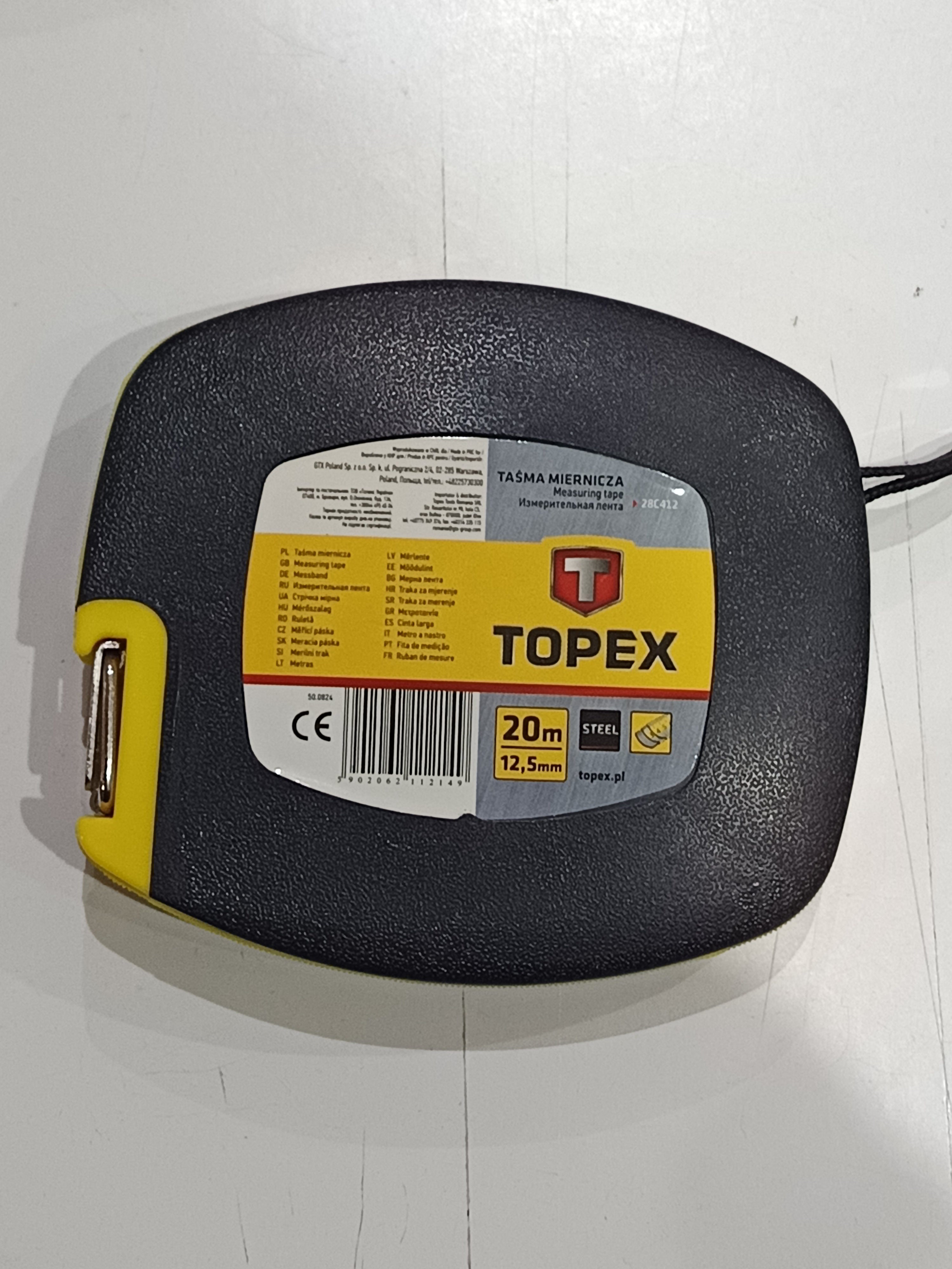 Mérőszallag 20 m 12,5 mm Topex