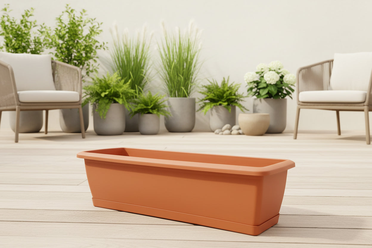 Balkonláda Terrakotta 60cm alátéttel