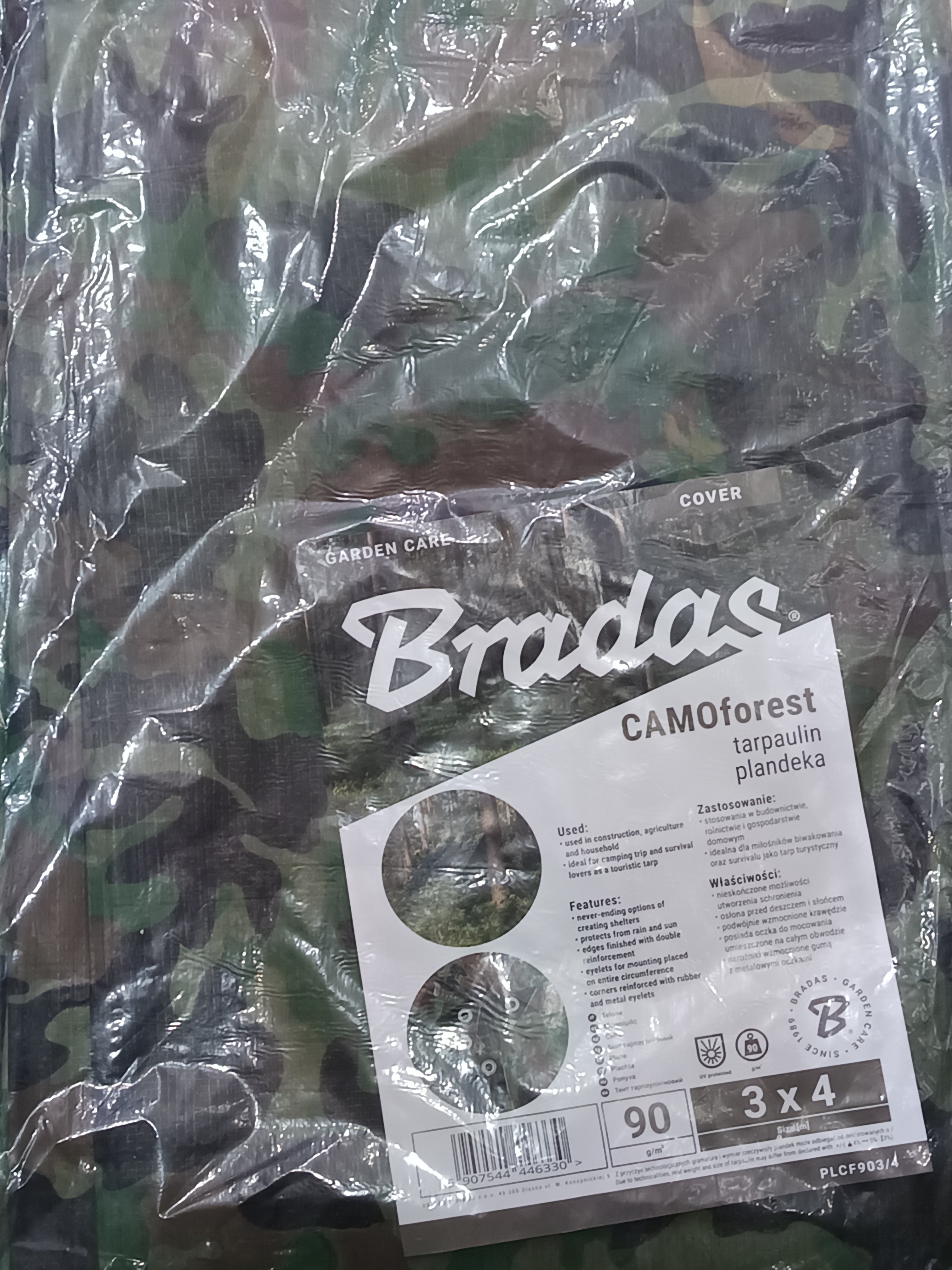 Ponyva 3x4 m 90g/m*2 terepmintás Bradas