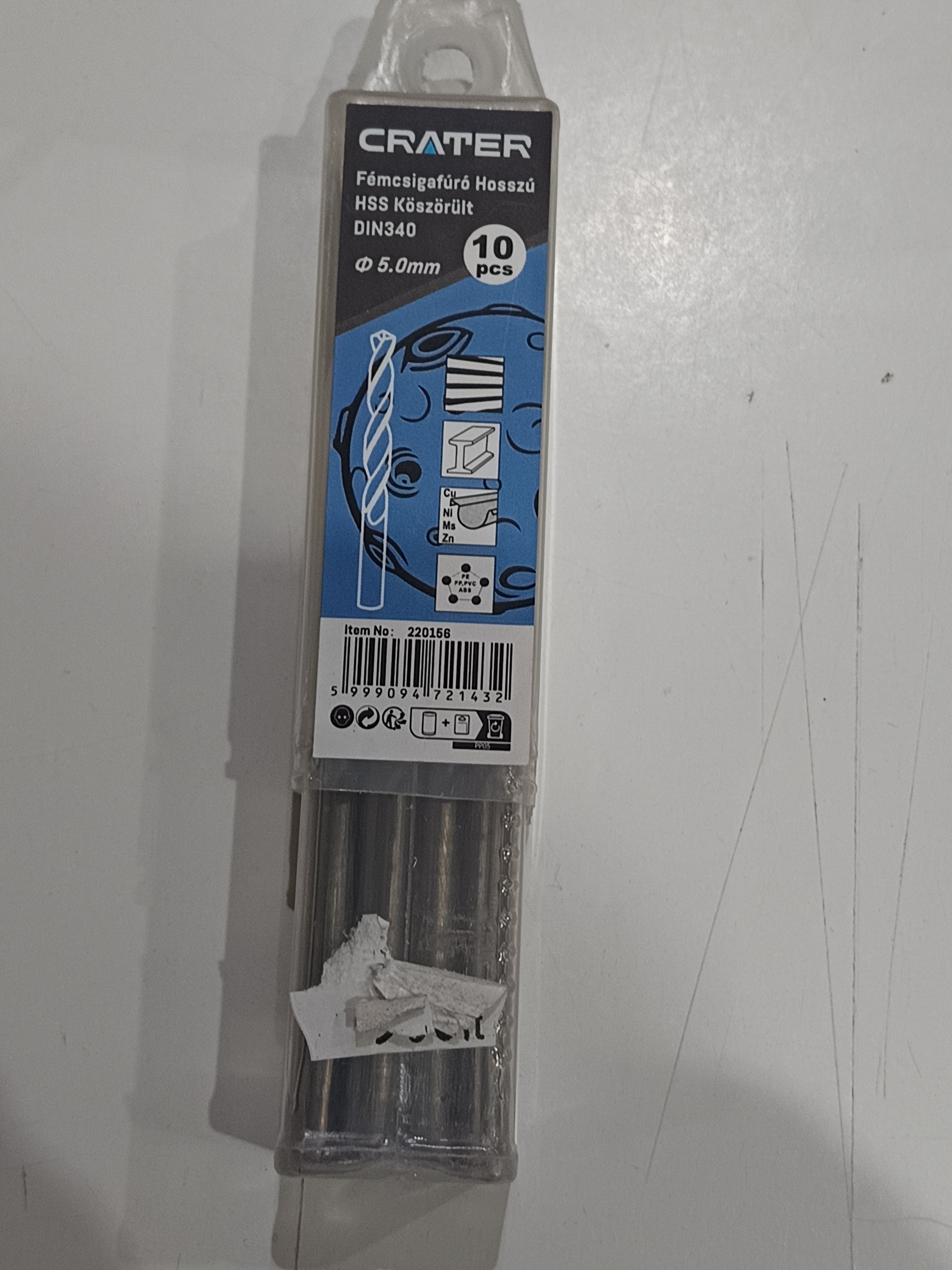 Fémcsigafúró hosszú 5 mm 10 darabos Crafter