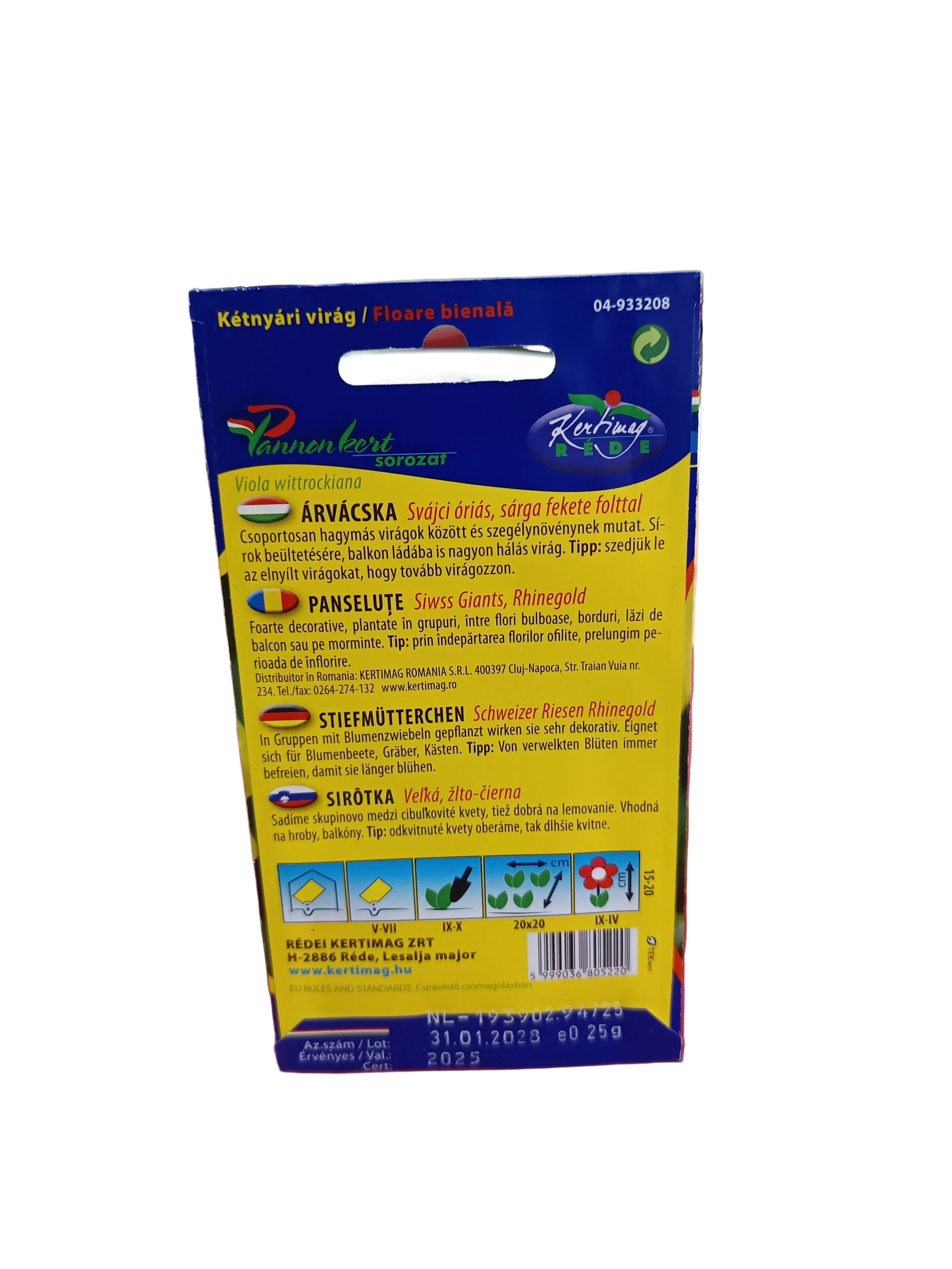 Vetőmag, árvácska, svájci óriás, sárga fekete folttal 0,25g