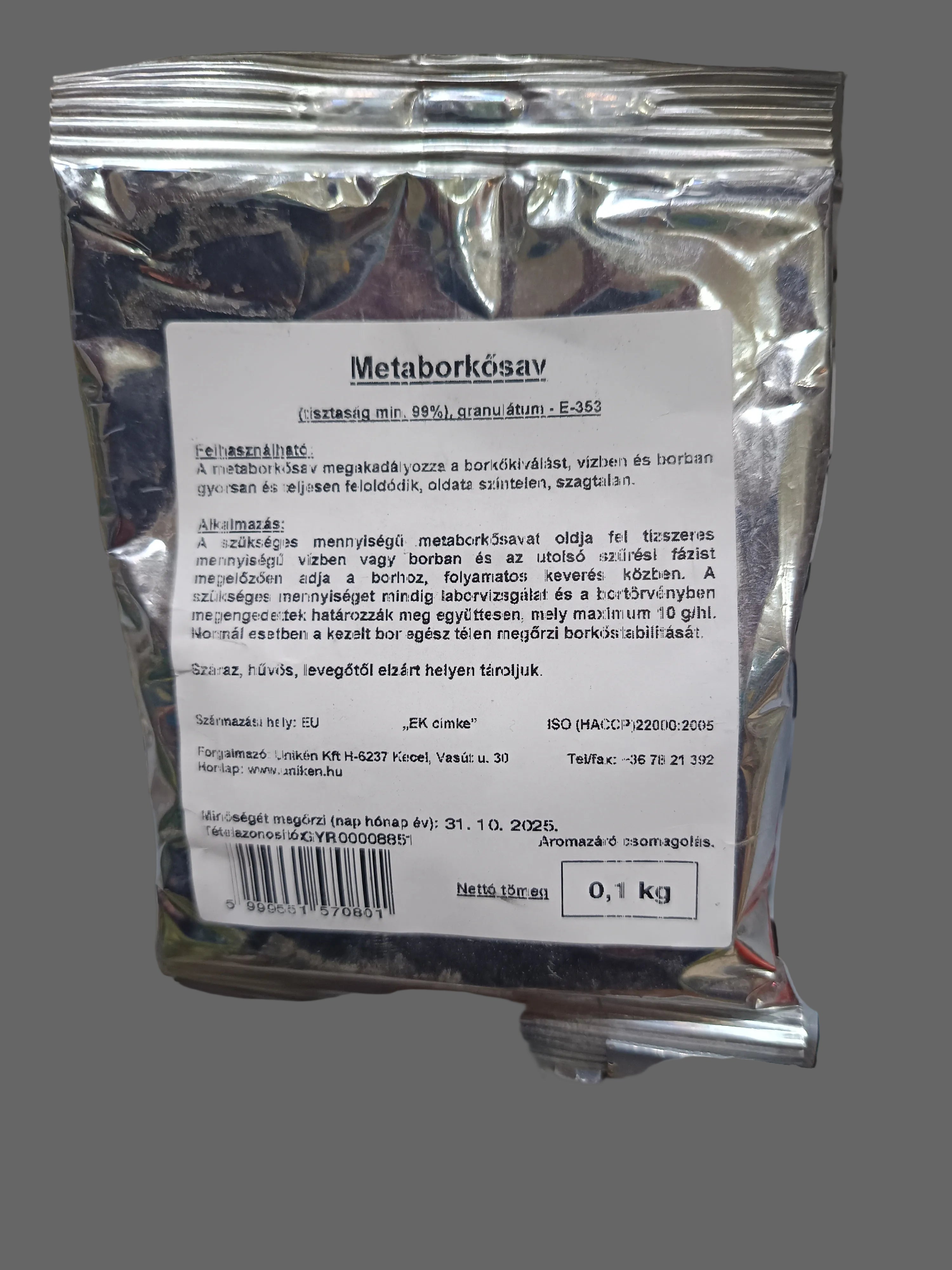 Metaborkősav (tisztaság min. 99%) granulátum 0,1kg