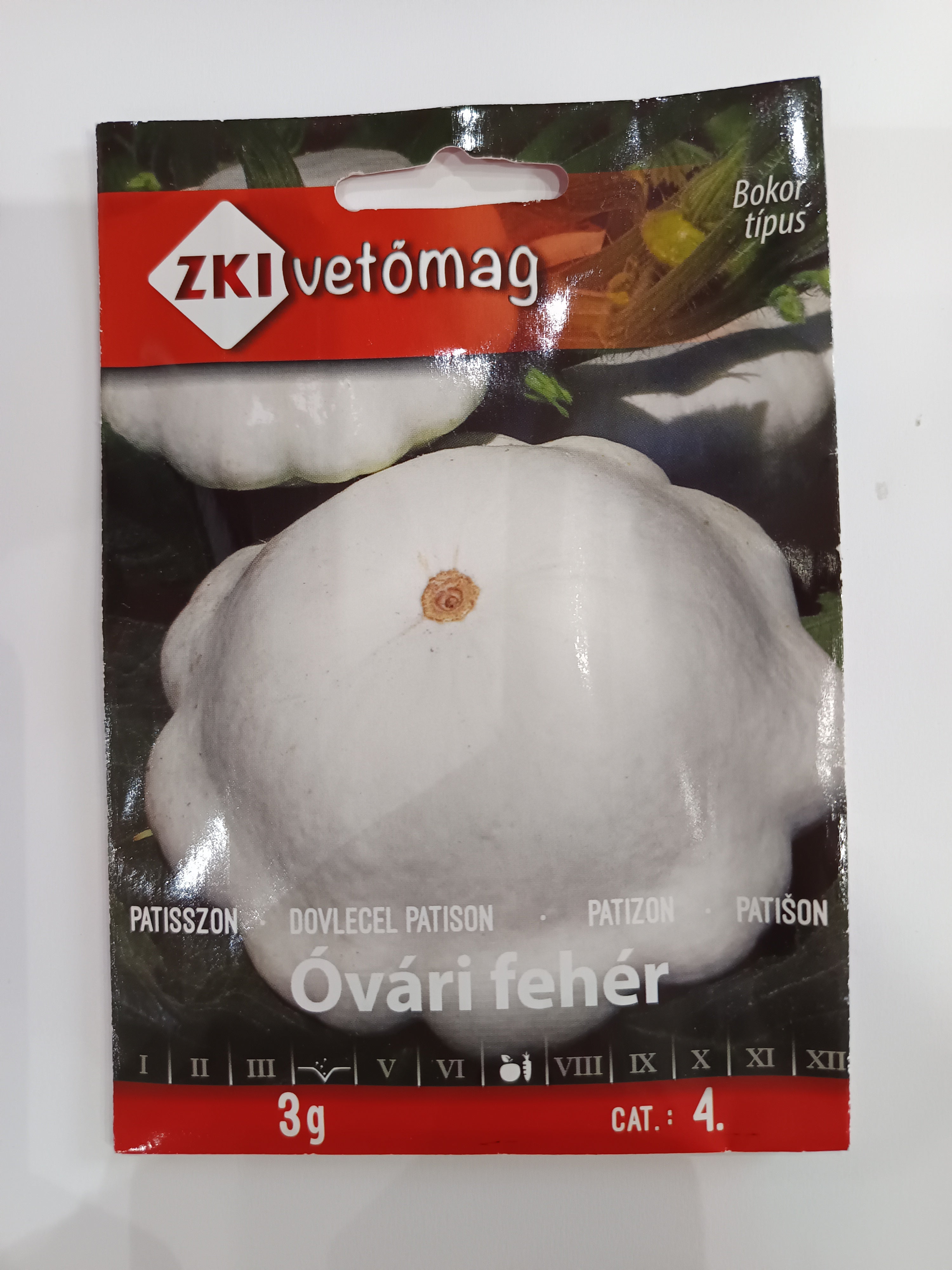 Patisszon Óvári fehér ZKI 3g