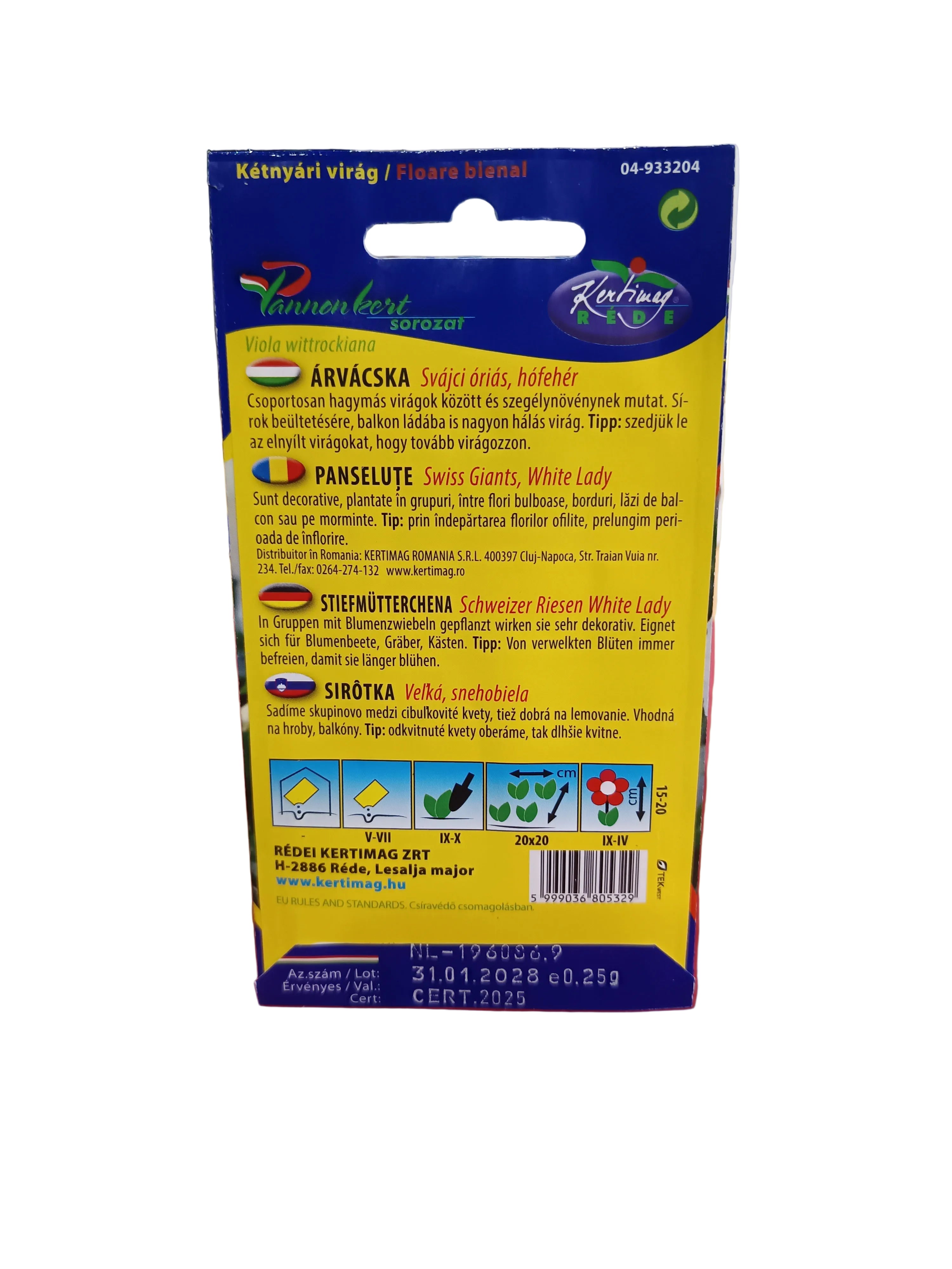 Vetőmag, árvácska, svájci óriás, hófehér 0,25g