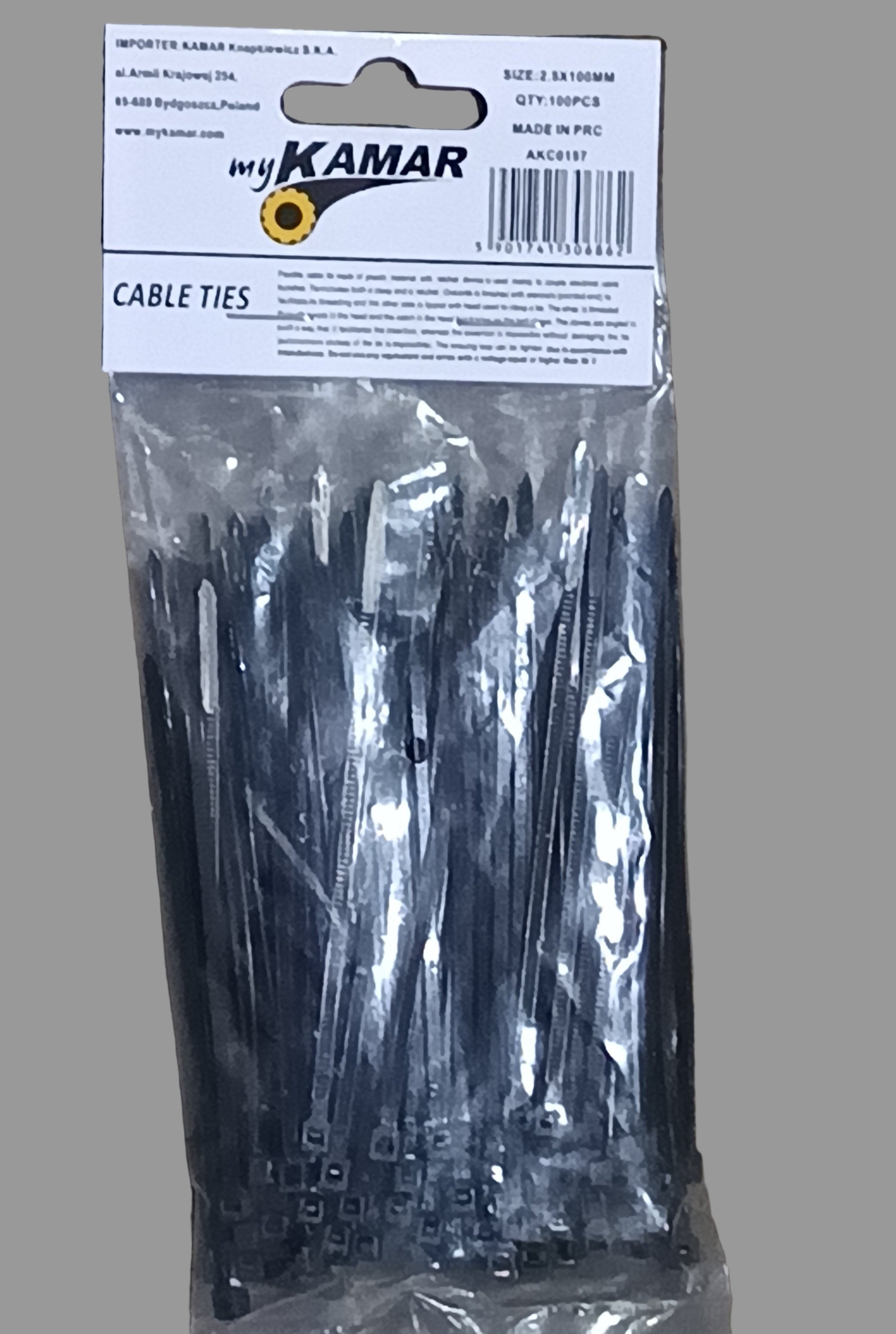 Kábelkötöző fekete 100x2.5 mm myKamar