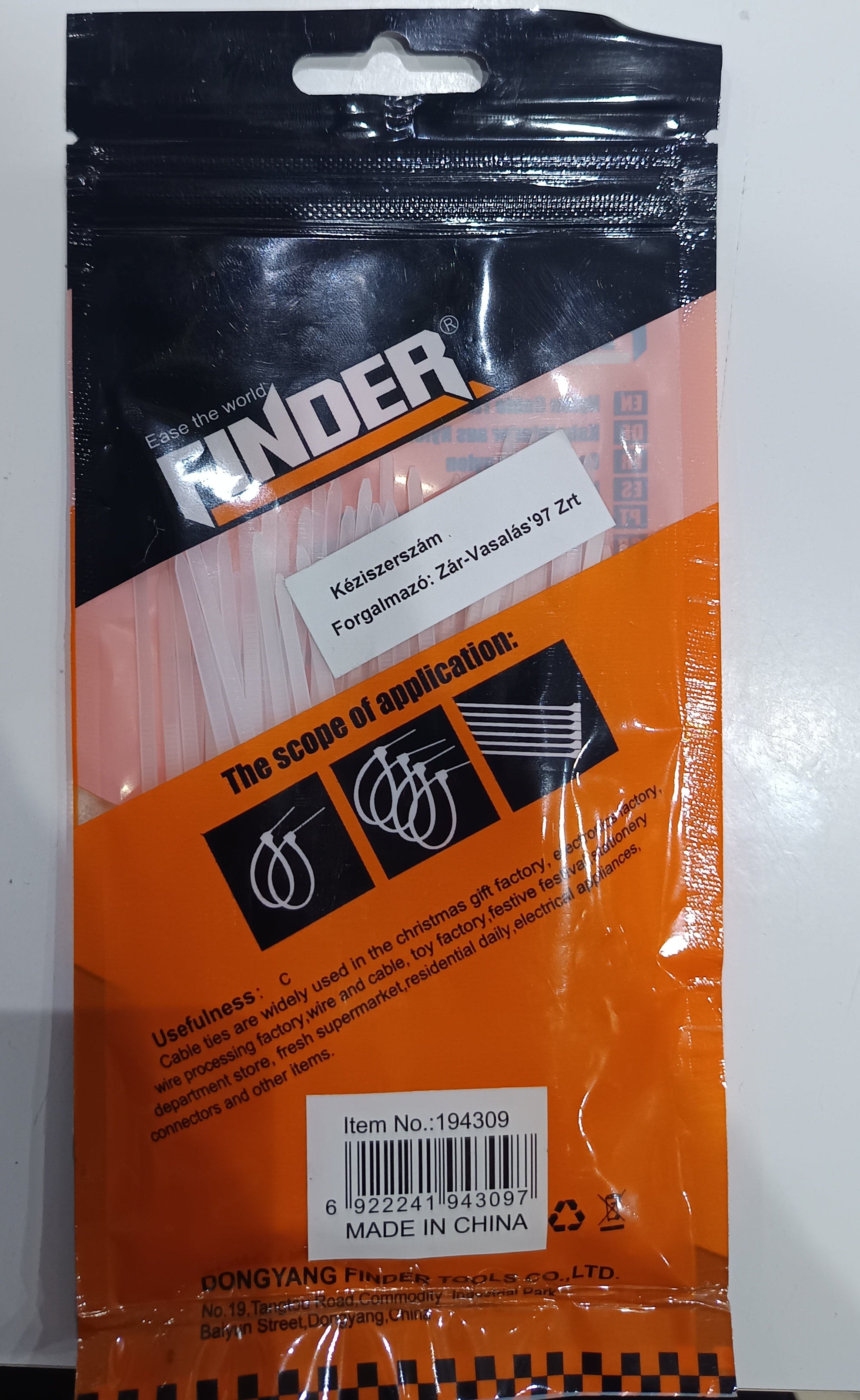 Kábelkötöző fehér 100x2.5 mm Finder