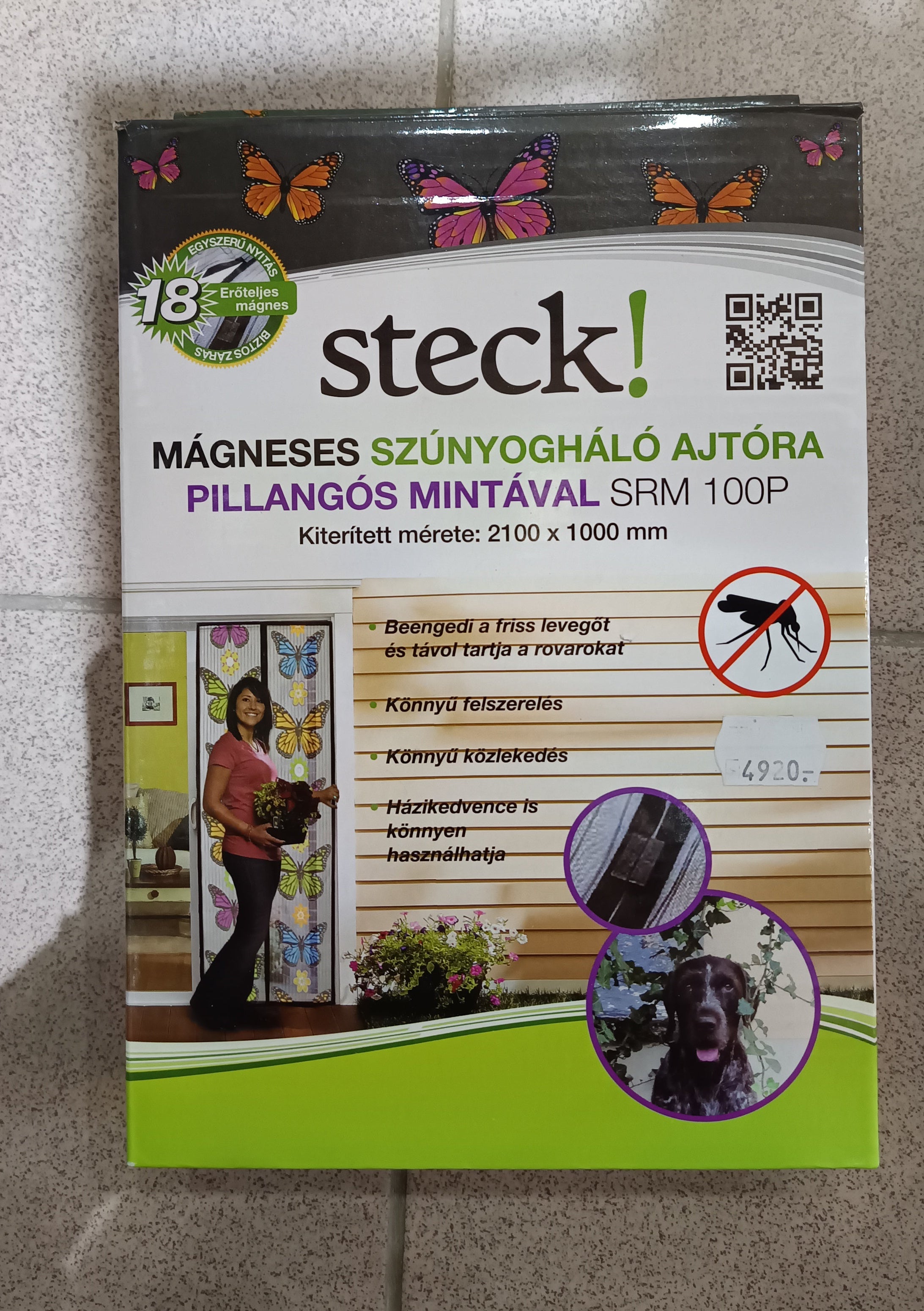 Szúnyogháló ajtóra mágneses napraforgó mintával 210 X 100m Steck