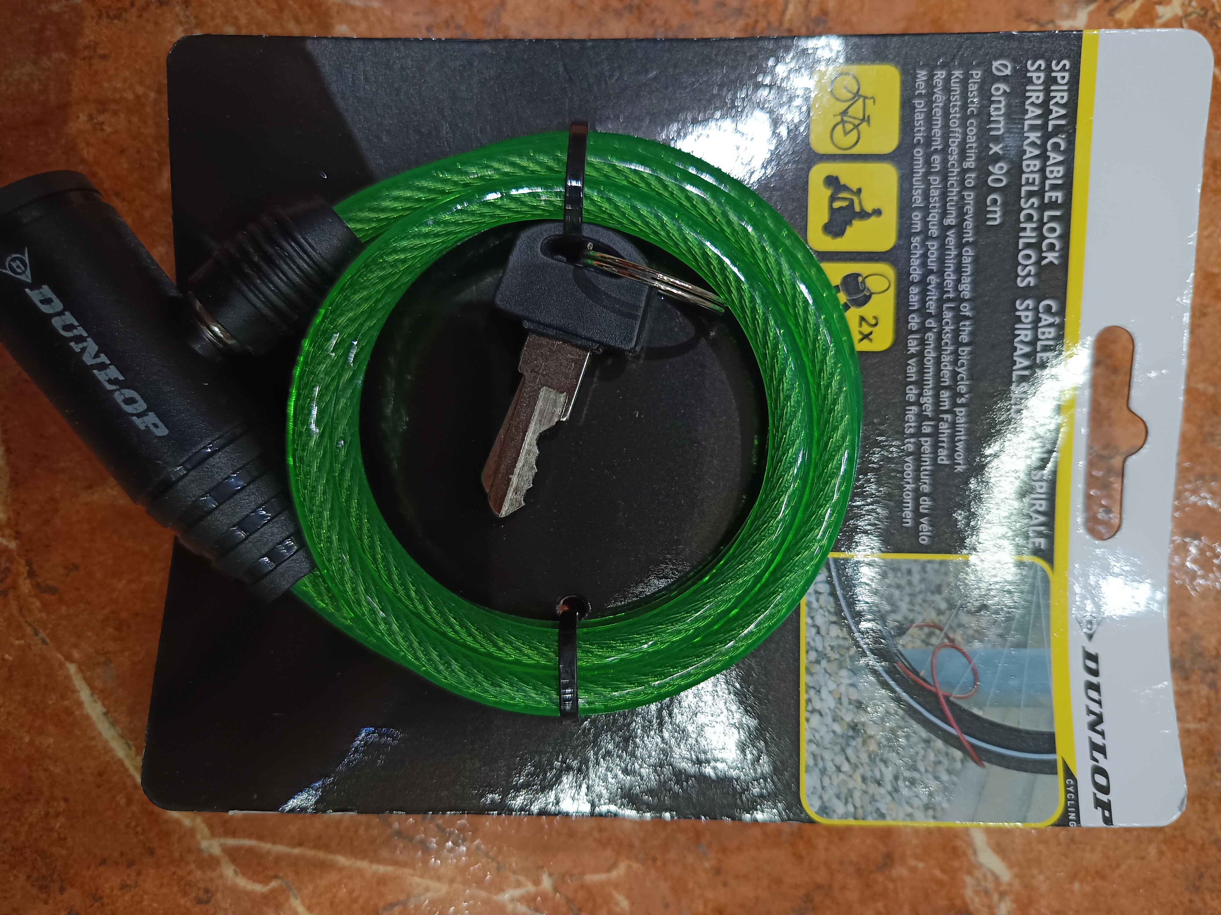 Biciklizár 6mmx90cm DUNLOP