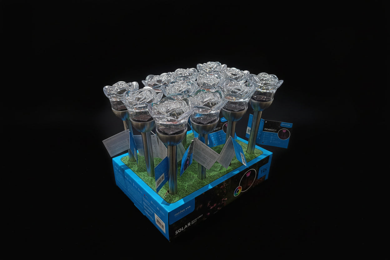 Kerti lámpa - Rózsa alakú napelemes, leszúrható (darabra)