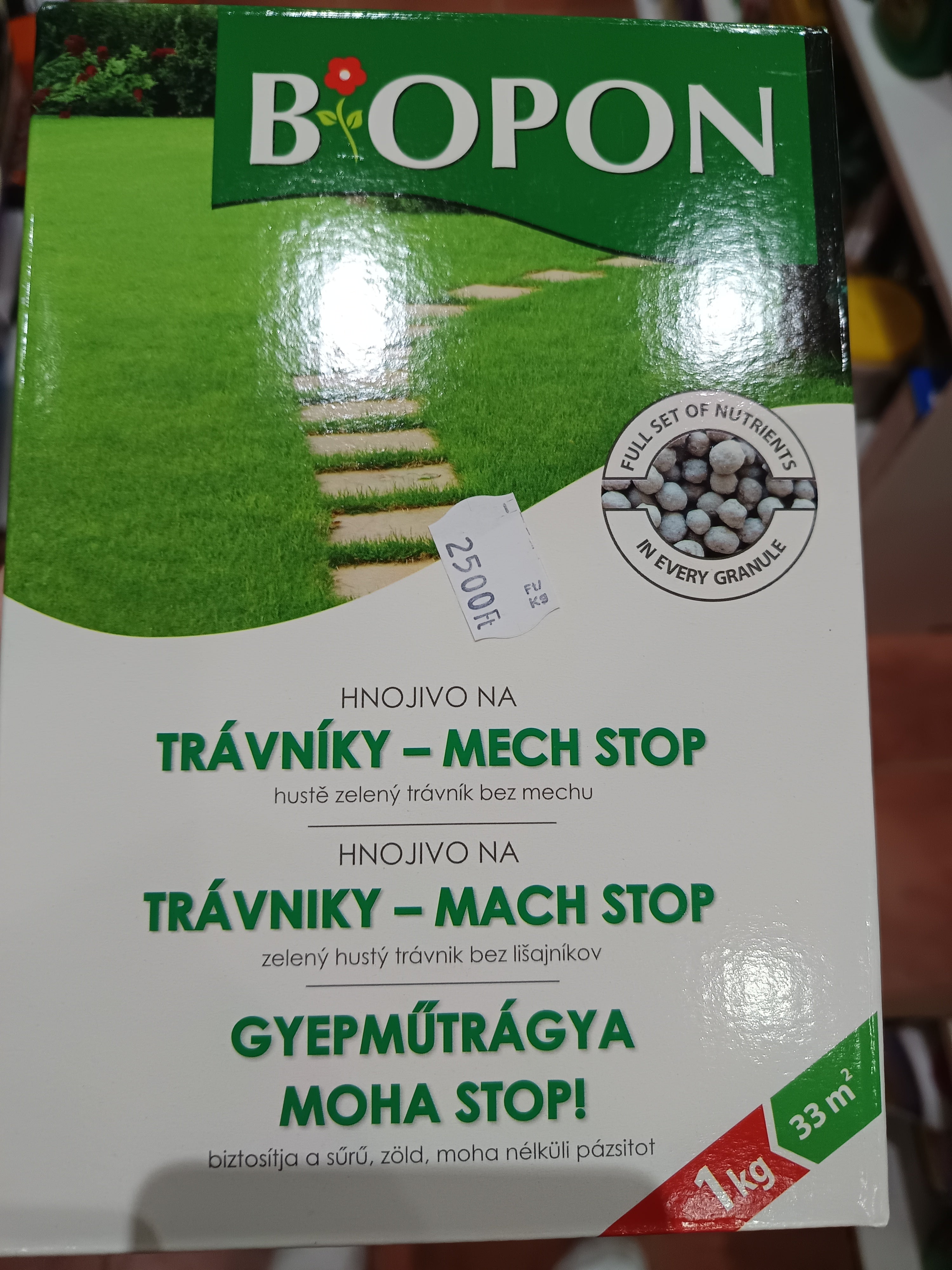 Biopon mohás gyep növénytáp 1 kg, 12 db/karton