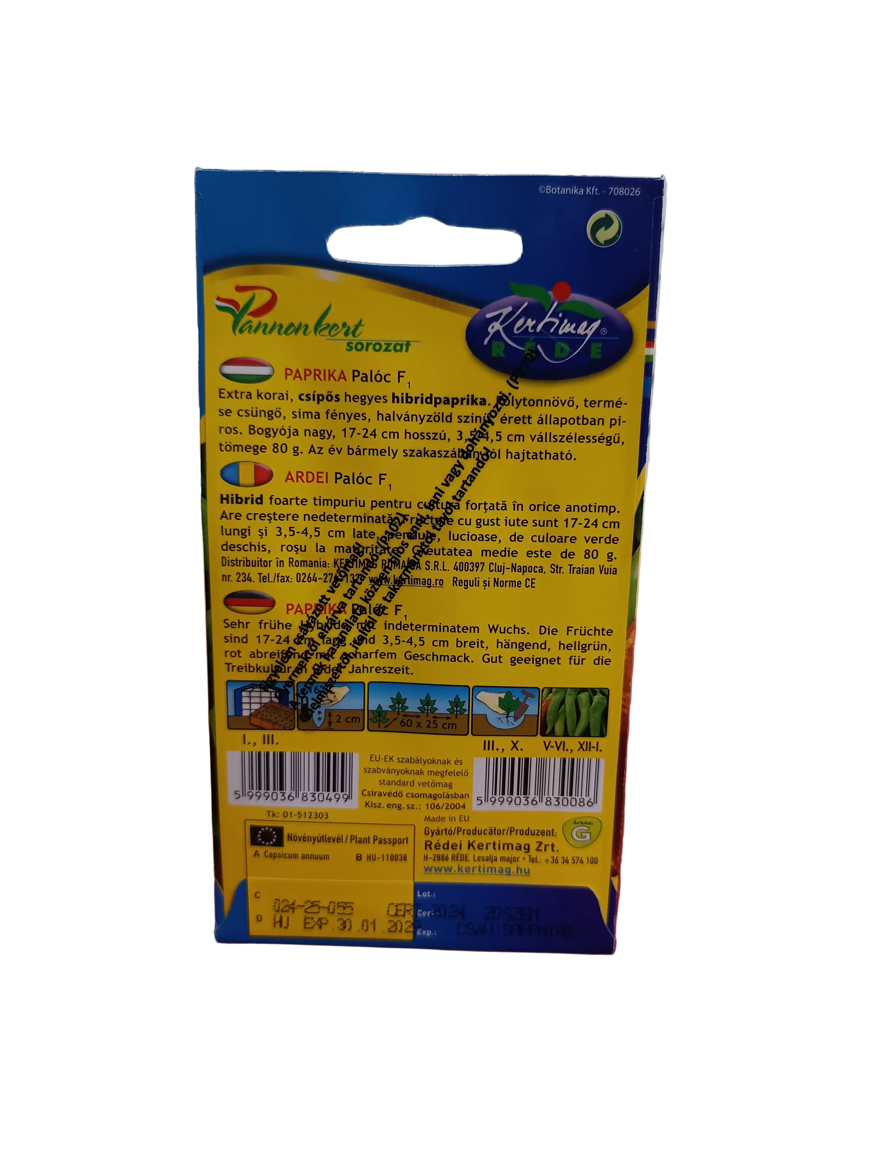 Vetőmag, paprika, Palóc F1 Hibrid, 20 szemes