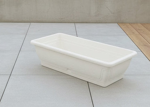 Balkonláda virágmintás 60cm fehér tálcával
