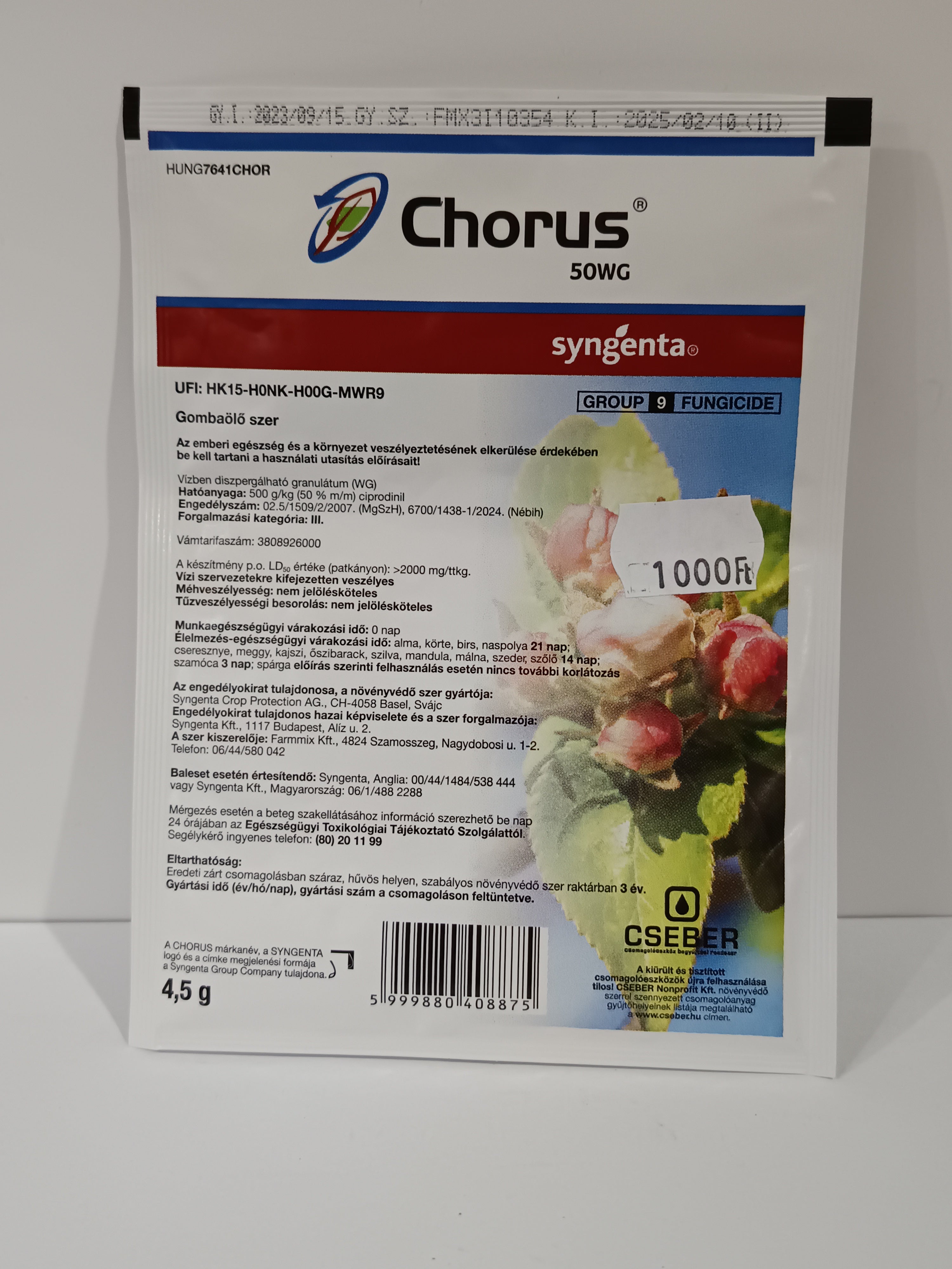 Chorus 50WG gombaölő permetezőszer 4,5g