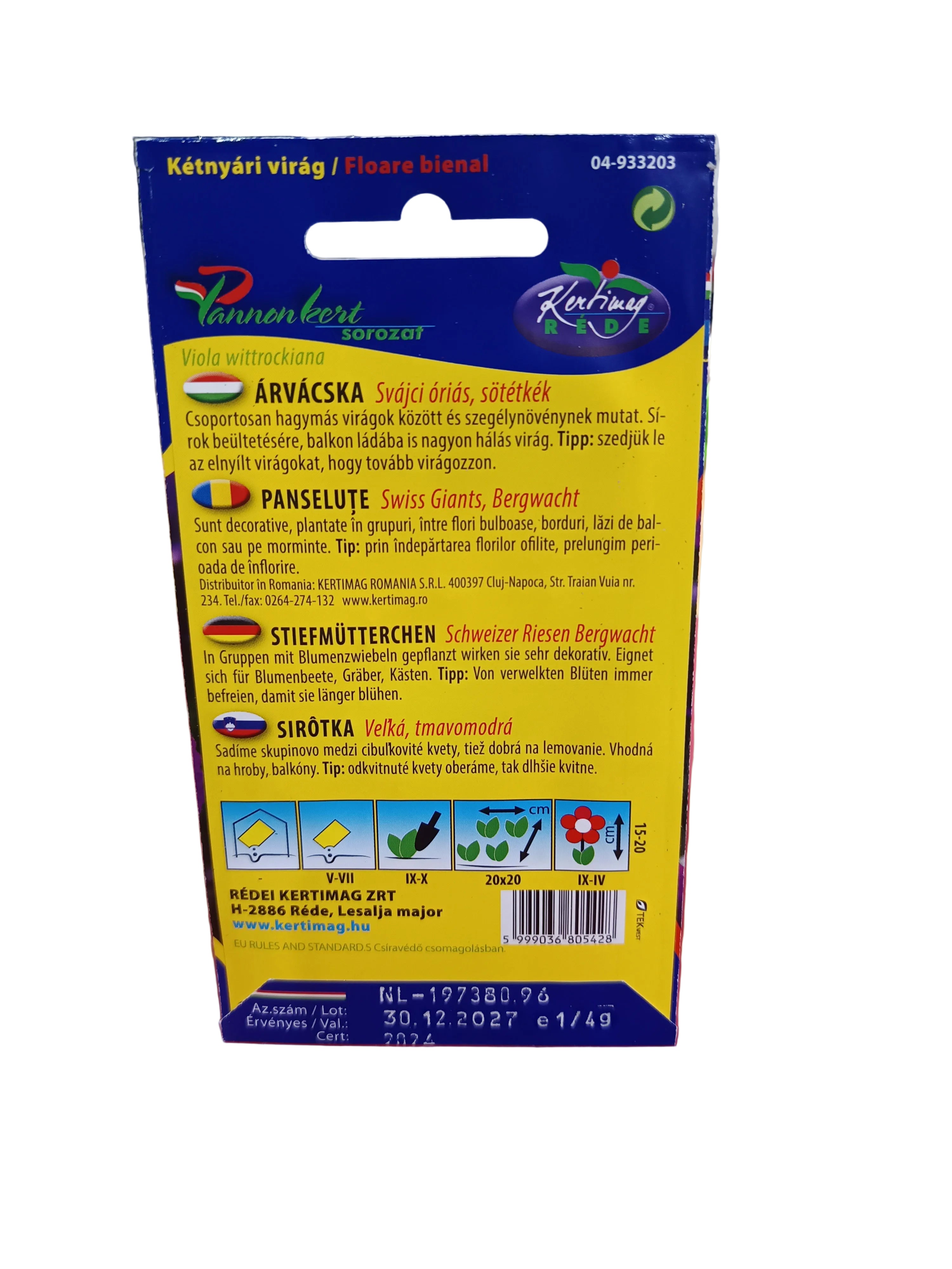 Vetőmag, árvácska, svájci óriás, sötétkék 0,25g