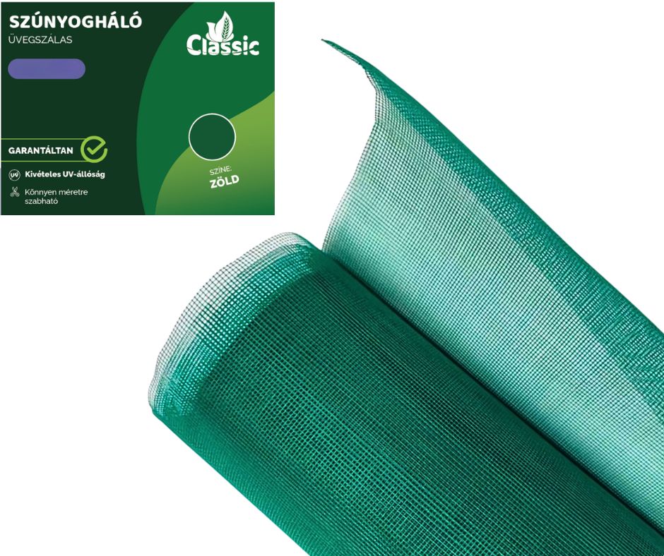 Szúnyogháló üvegszálas zöld 1*30m