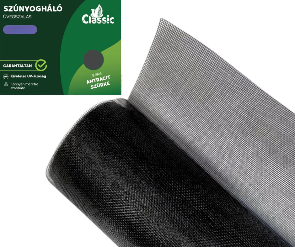 Szúnyogháló üvegszálas antracit 1,2*30m